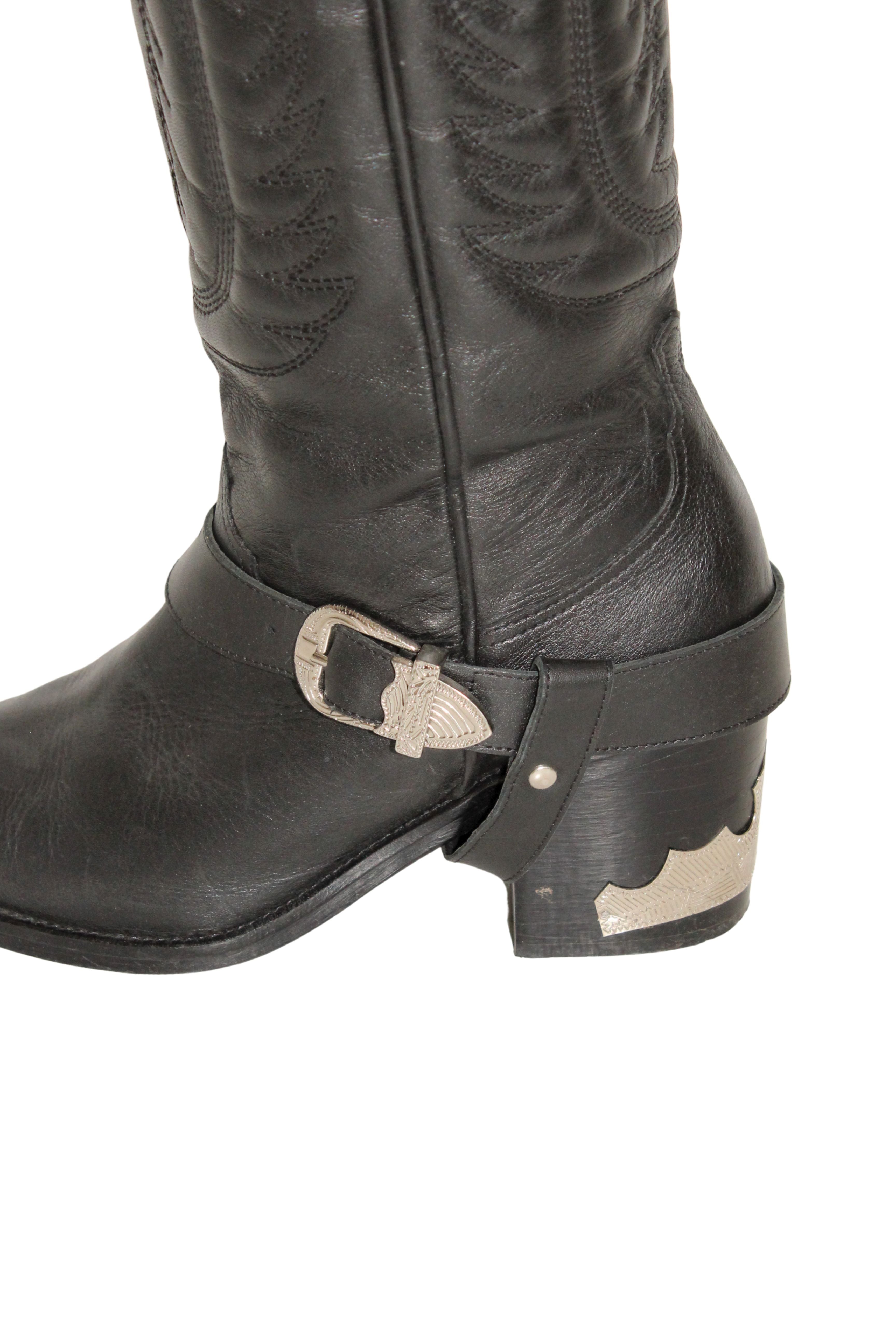 Toga Pulla <br> Thigh high leather cowboy boots with silver hardware