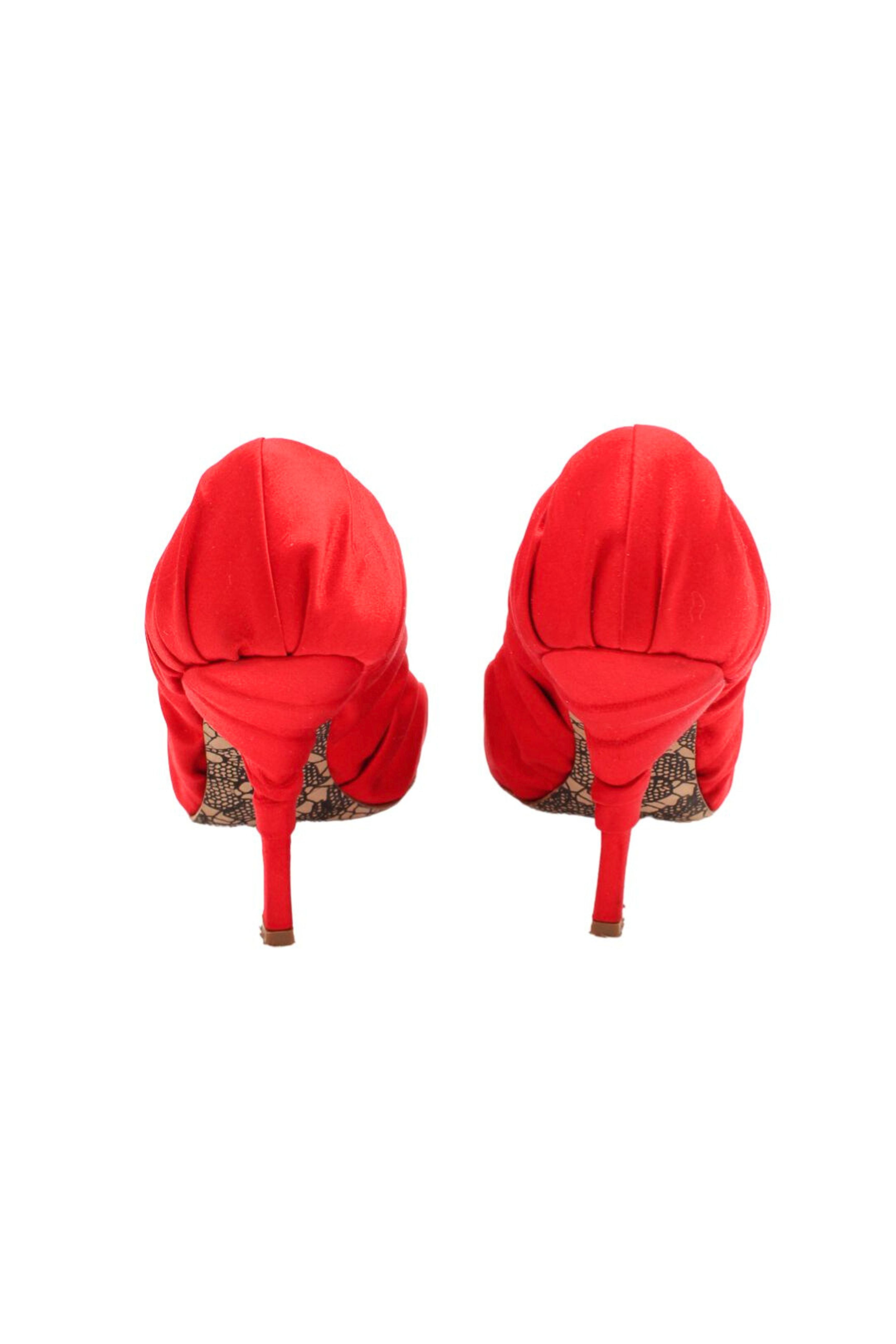 Cesare Paciotti <br> 2000's scarlet silk wrapped pumps