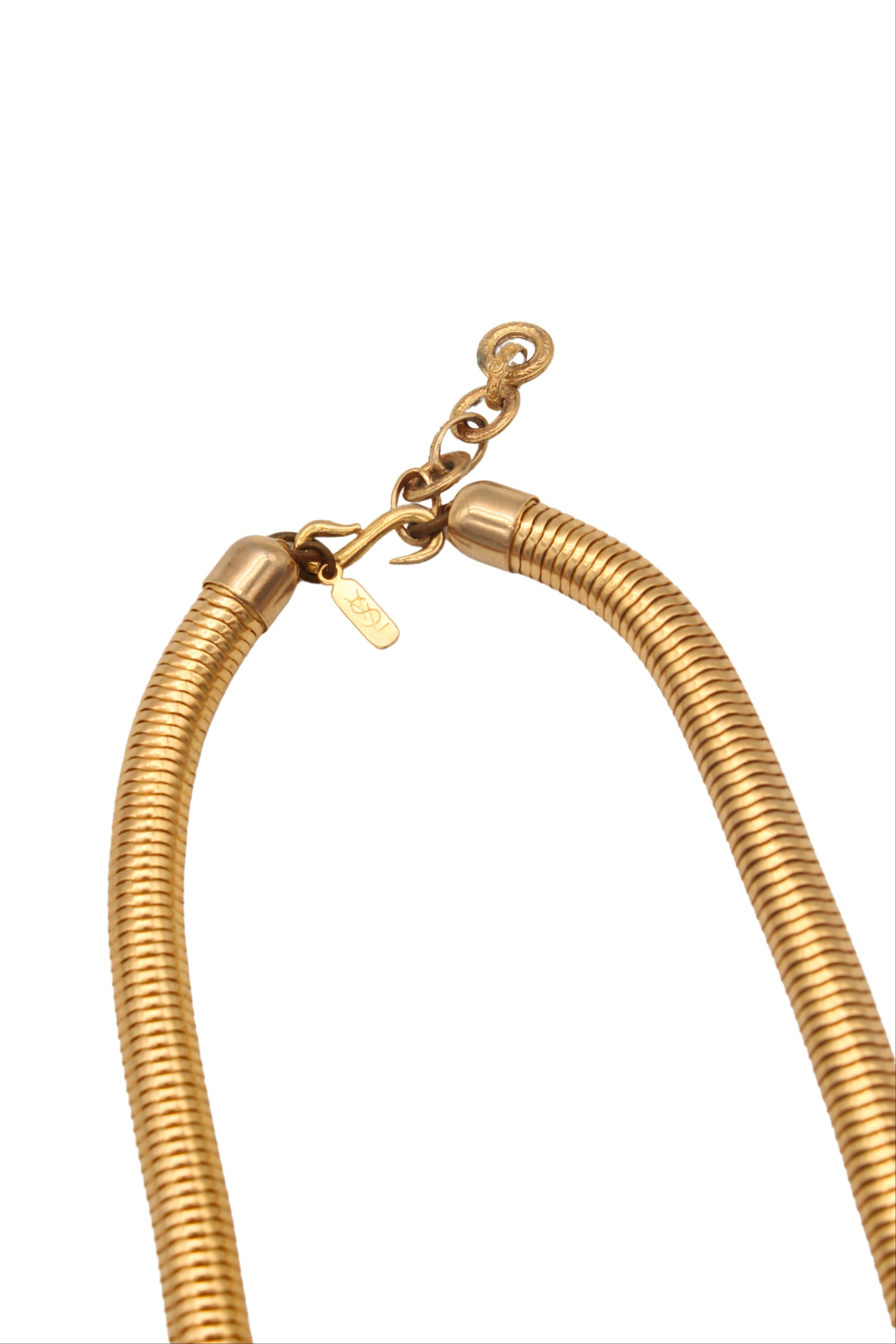 Yves Saint Laurent <br> 80's gold plated flexible snake chain necklace