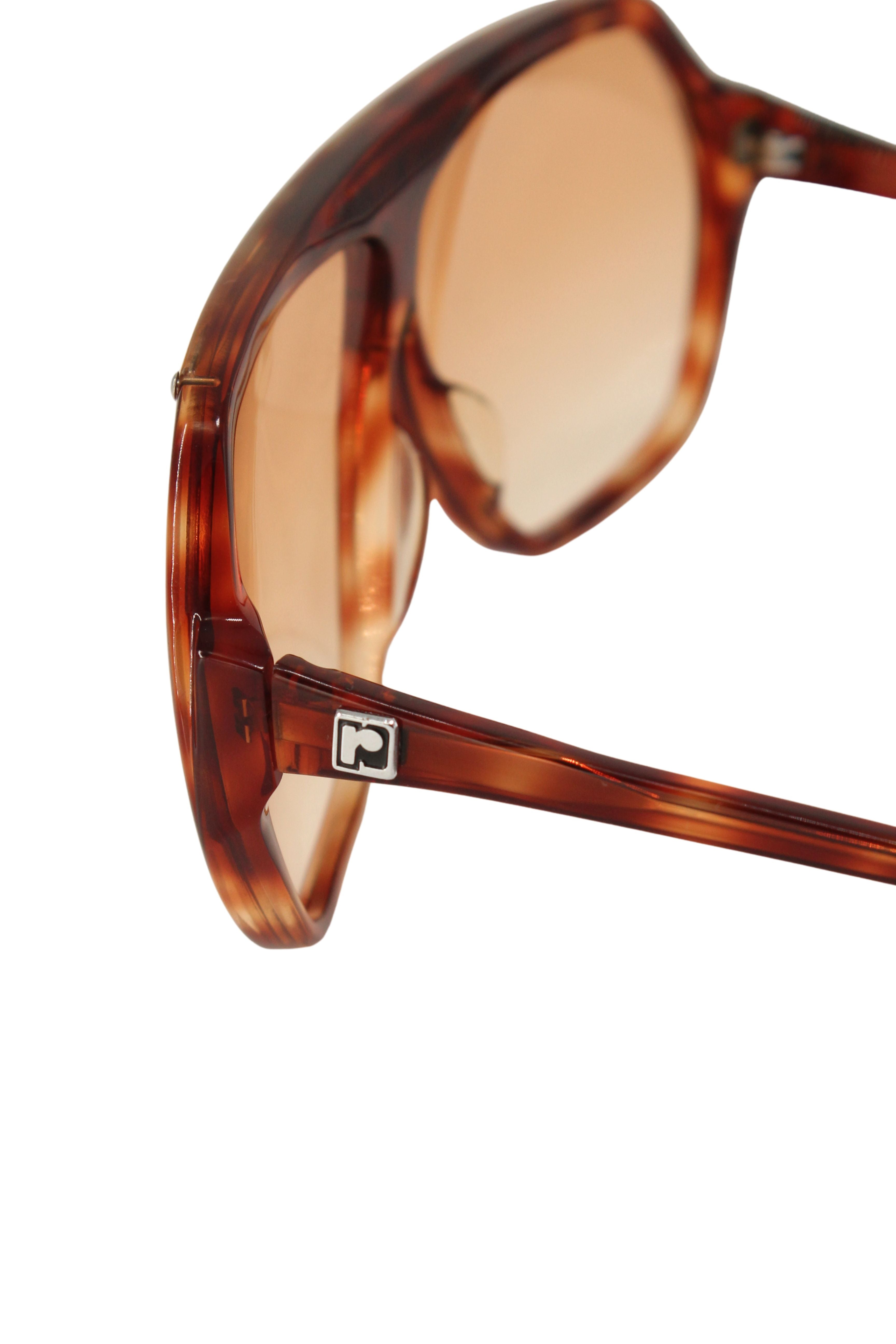 Paco Rabanne <br> 70's aviator tortoiseshell amber lense sunglasses