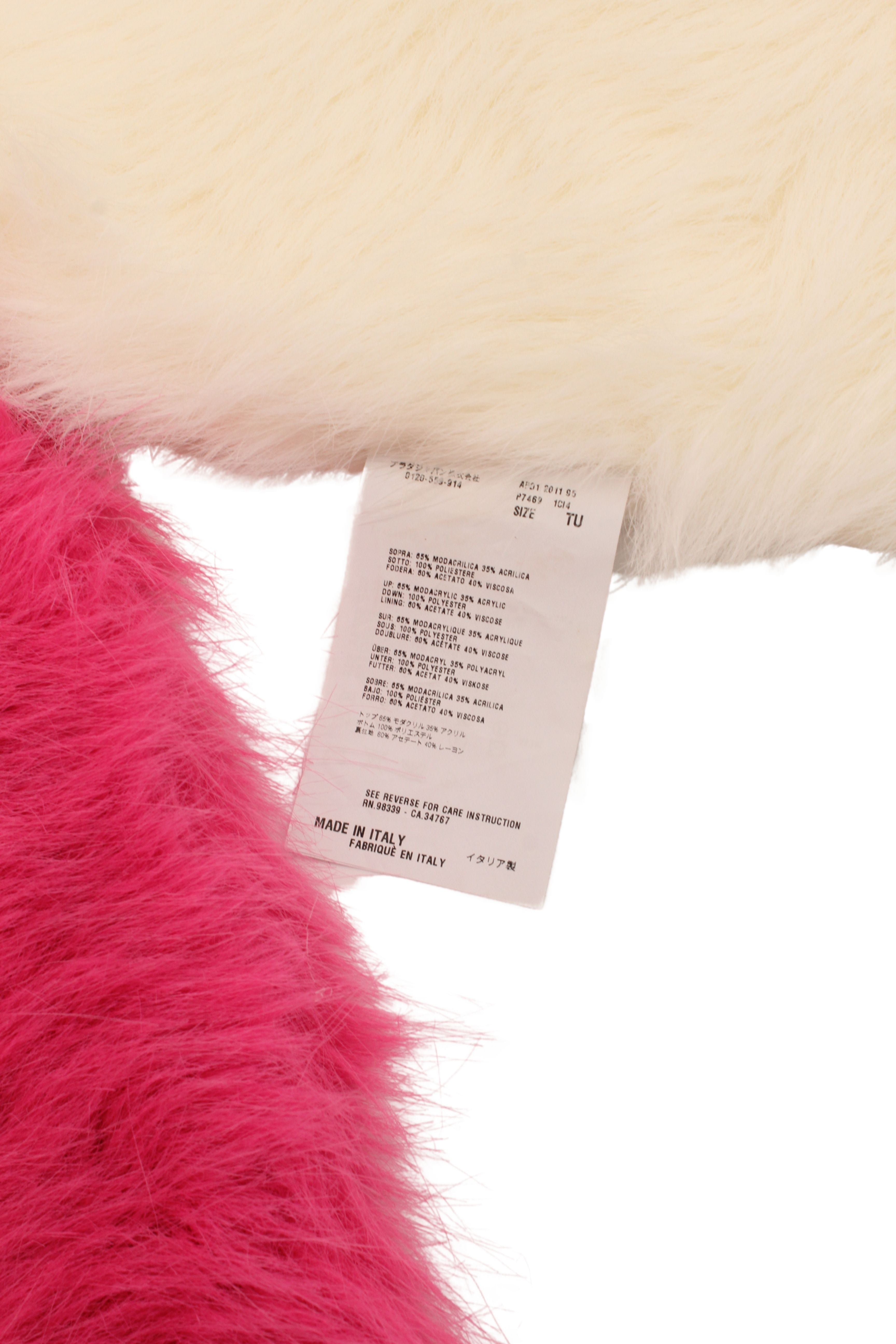 Prada <br> S/S 2011 pink & white faux fur scarf