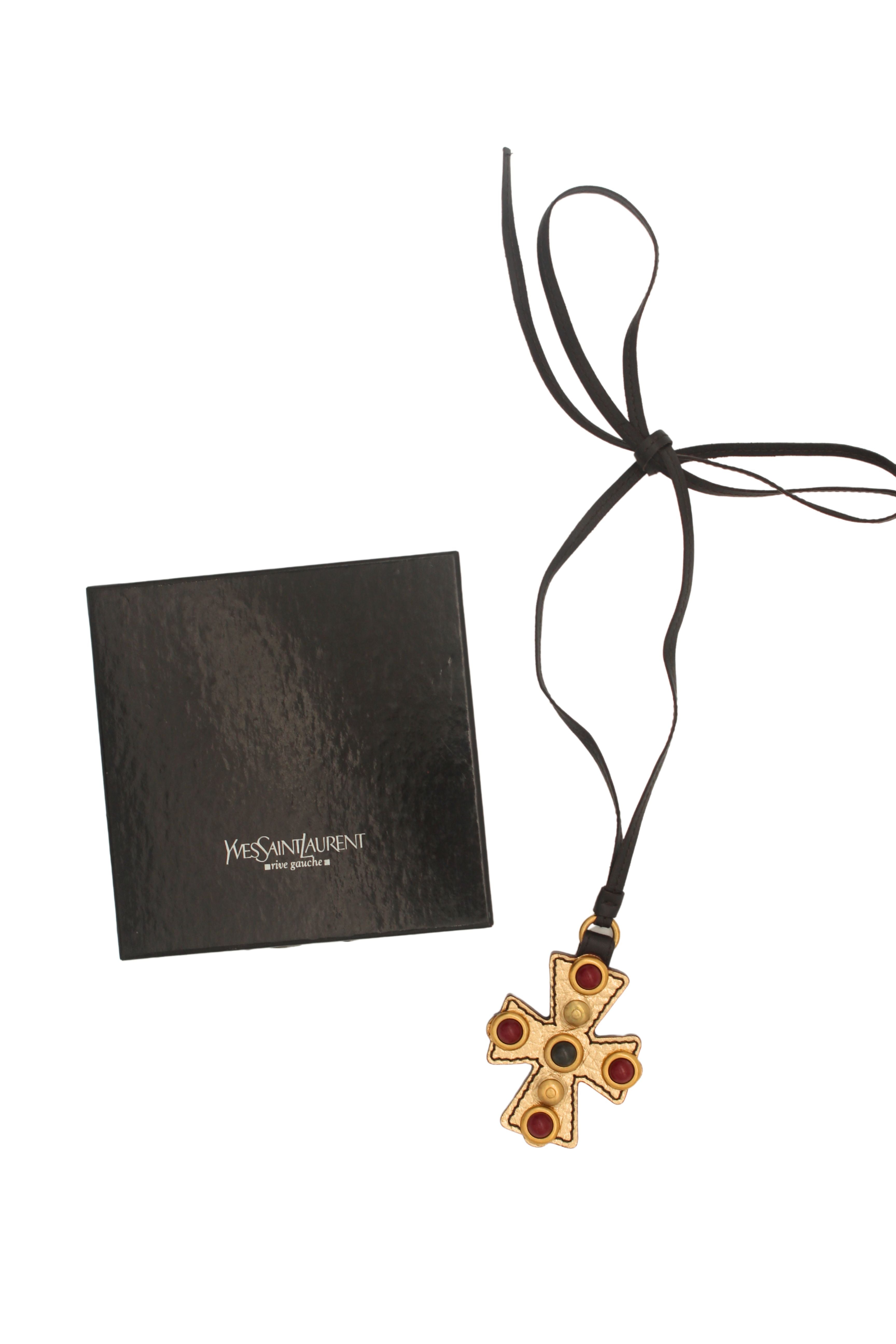 Yves Saint Laurent <br> 2005 Byzantine bejewelled cross necklace