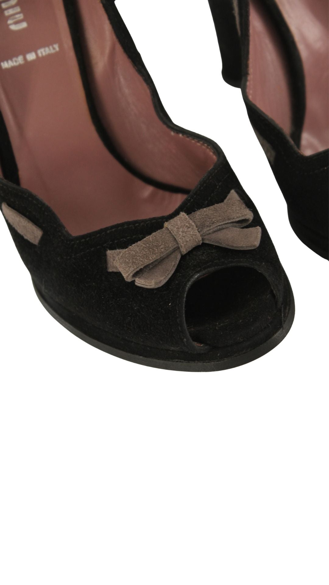 Miu Miu <br> 90's suede ribbon detail wedge platforms