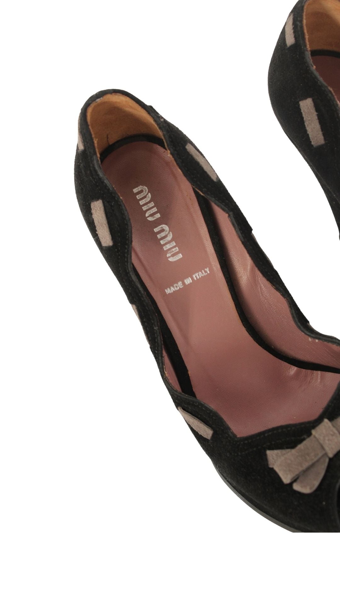 Miu Miu <br> 90's suede ribbon detail wedge platforms