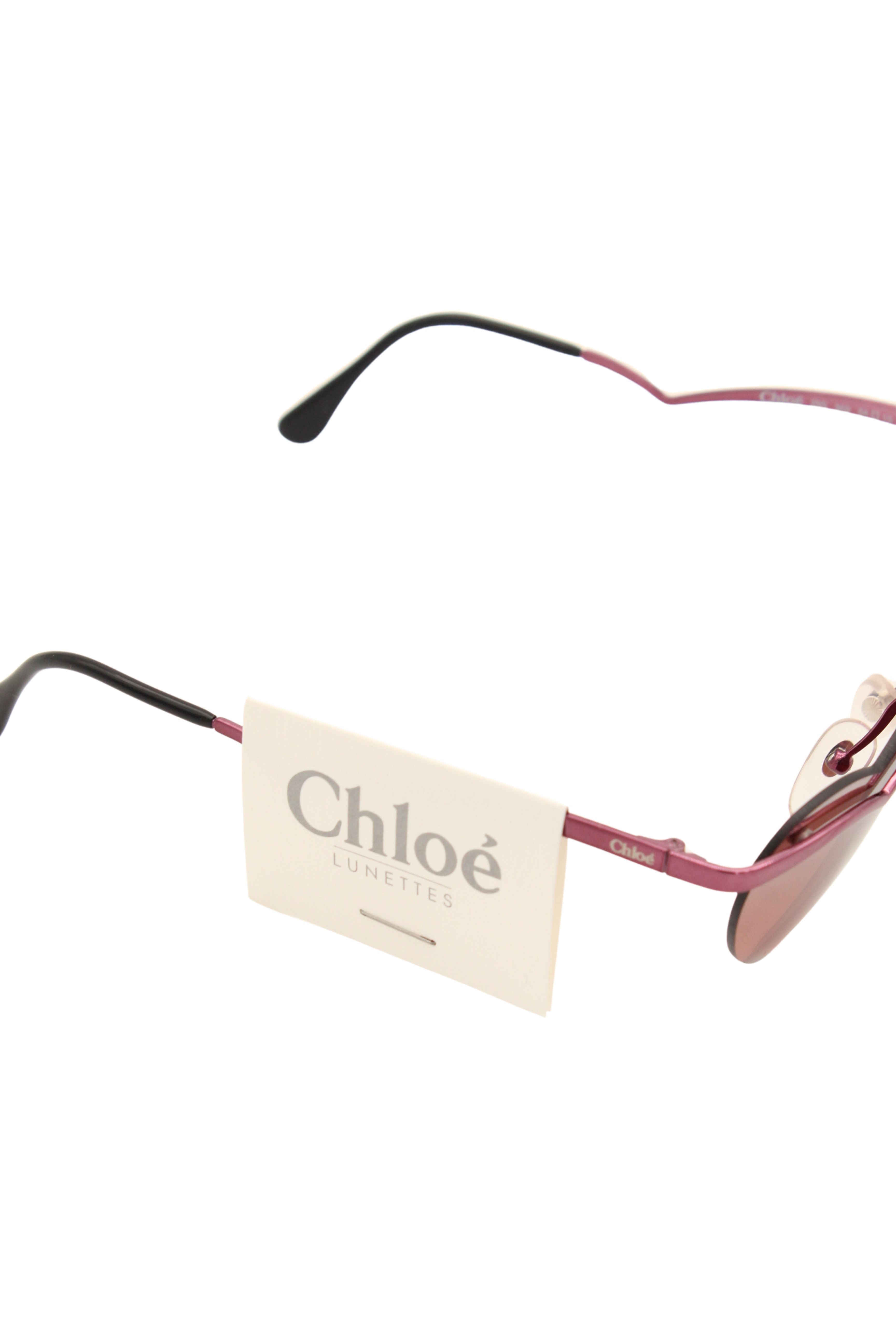 Chloe <br> 2000's deadstock metallic pink heart sunglasses