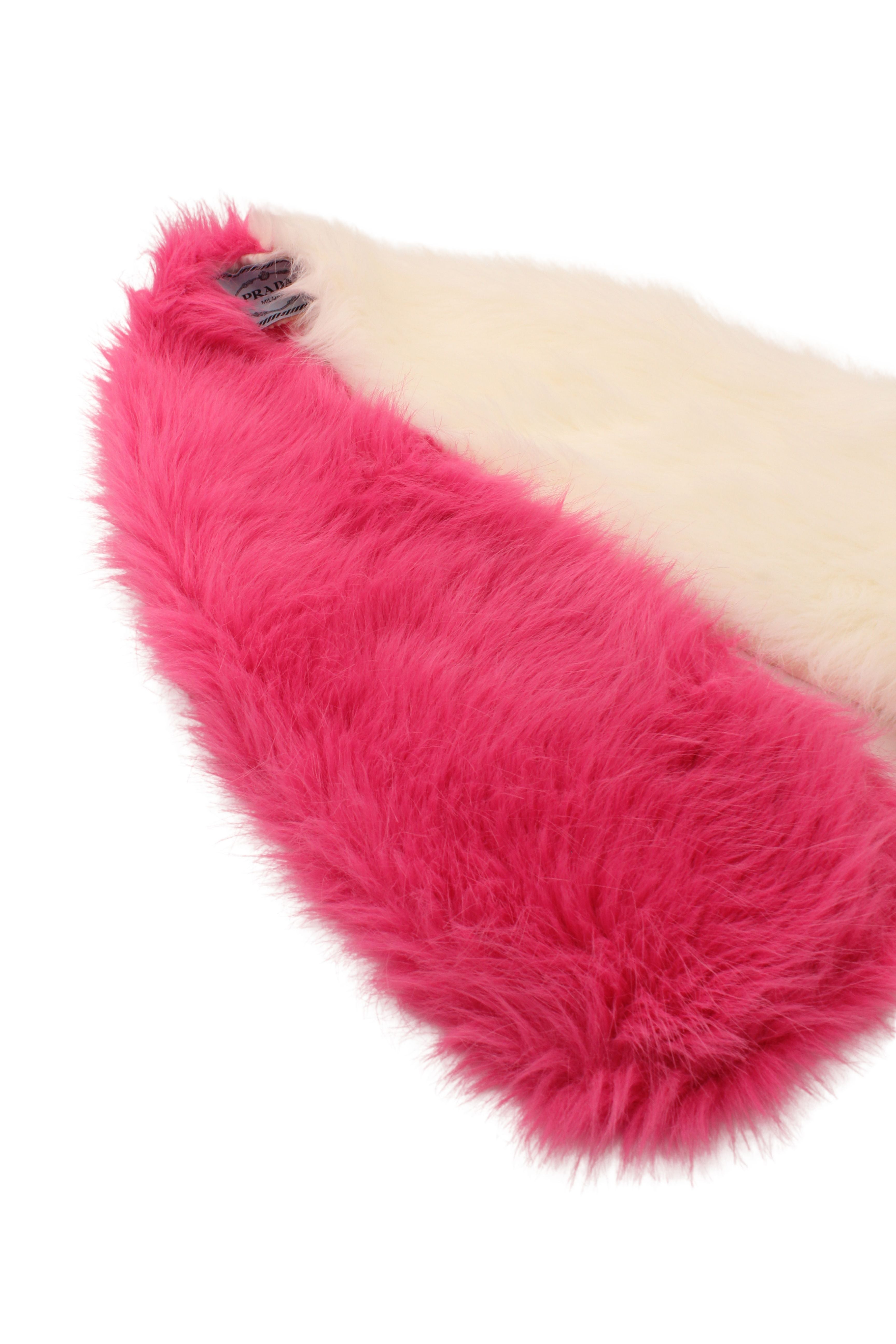 Prada <br> S/S 2011 pink & white faux fur scarf