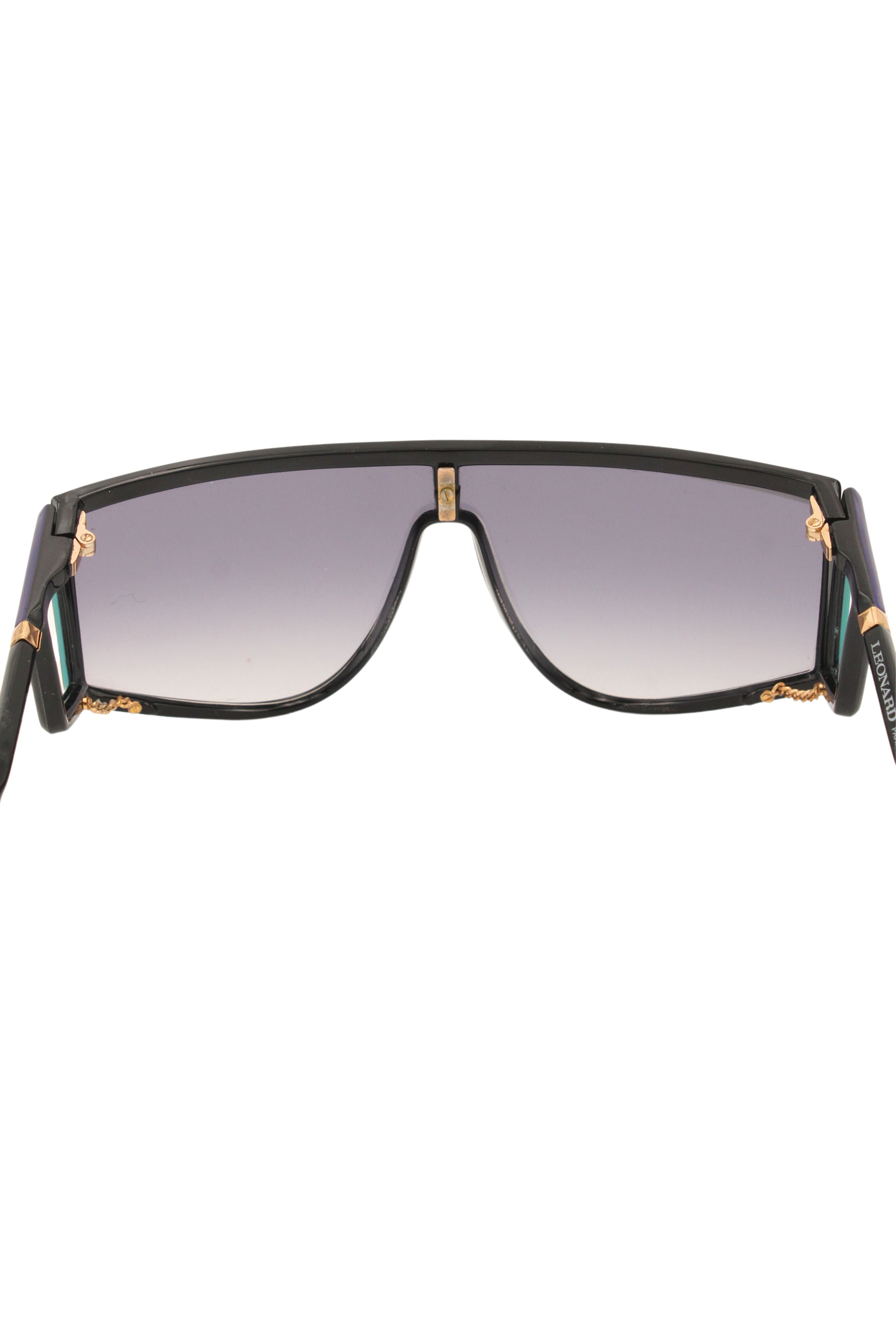 Leonard Paris <br> 80's visor sunglasses with studs & cut-out arms