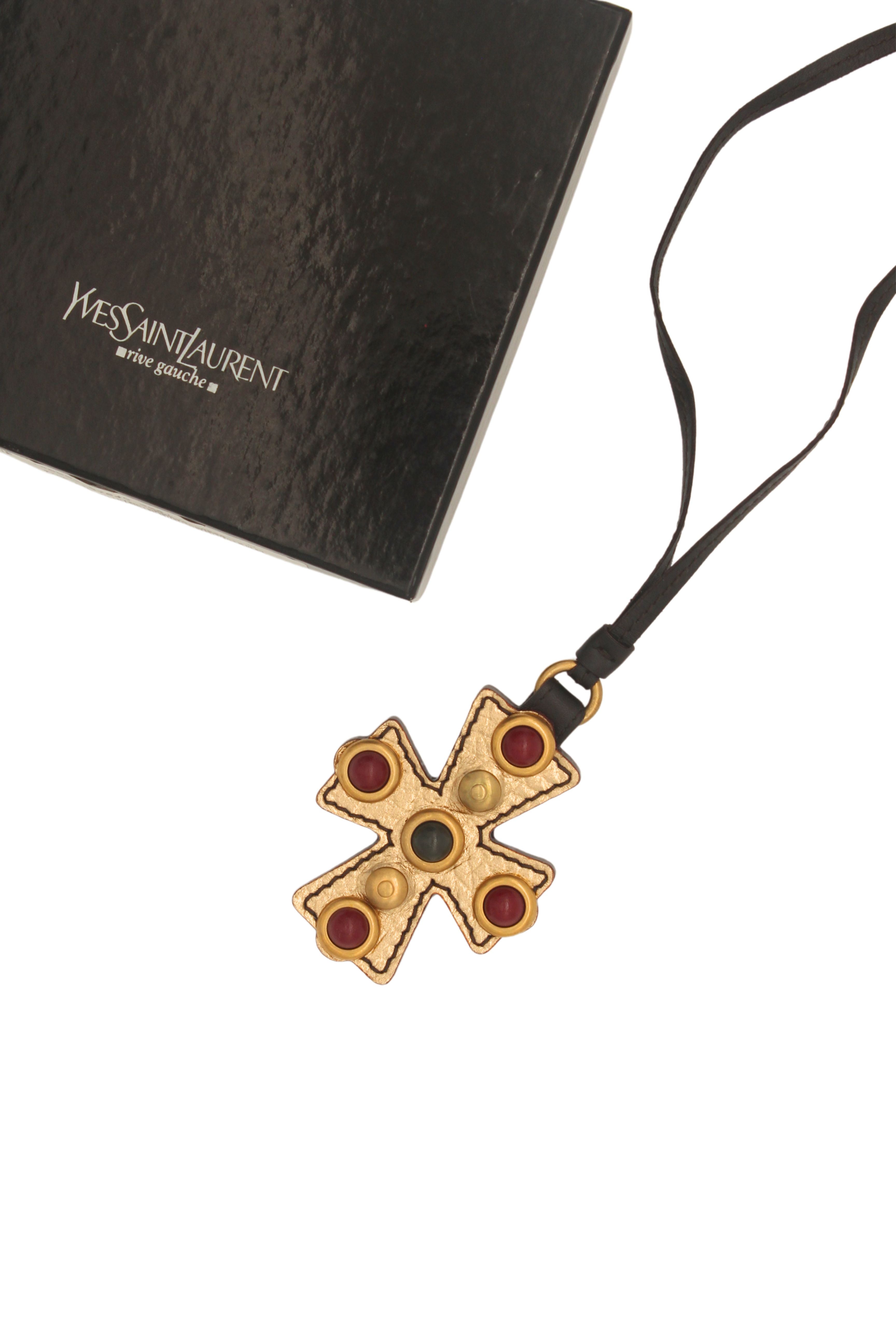 Yves Saint Laurent <br> 2005 Byzantine bejewelled cross necklace