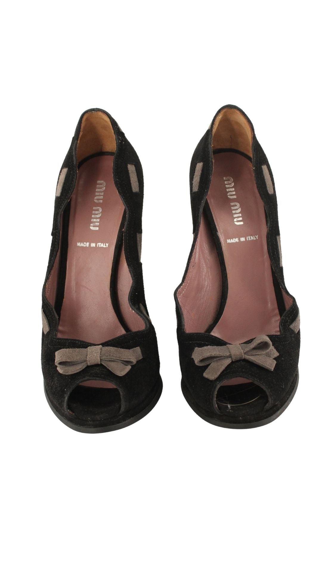 Miu Miu <br> 90's suede ribbon detail wedge platforms