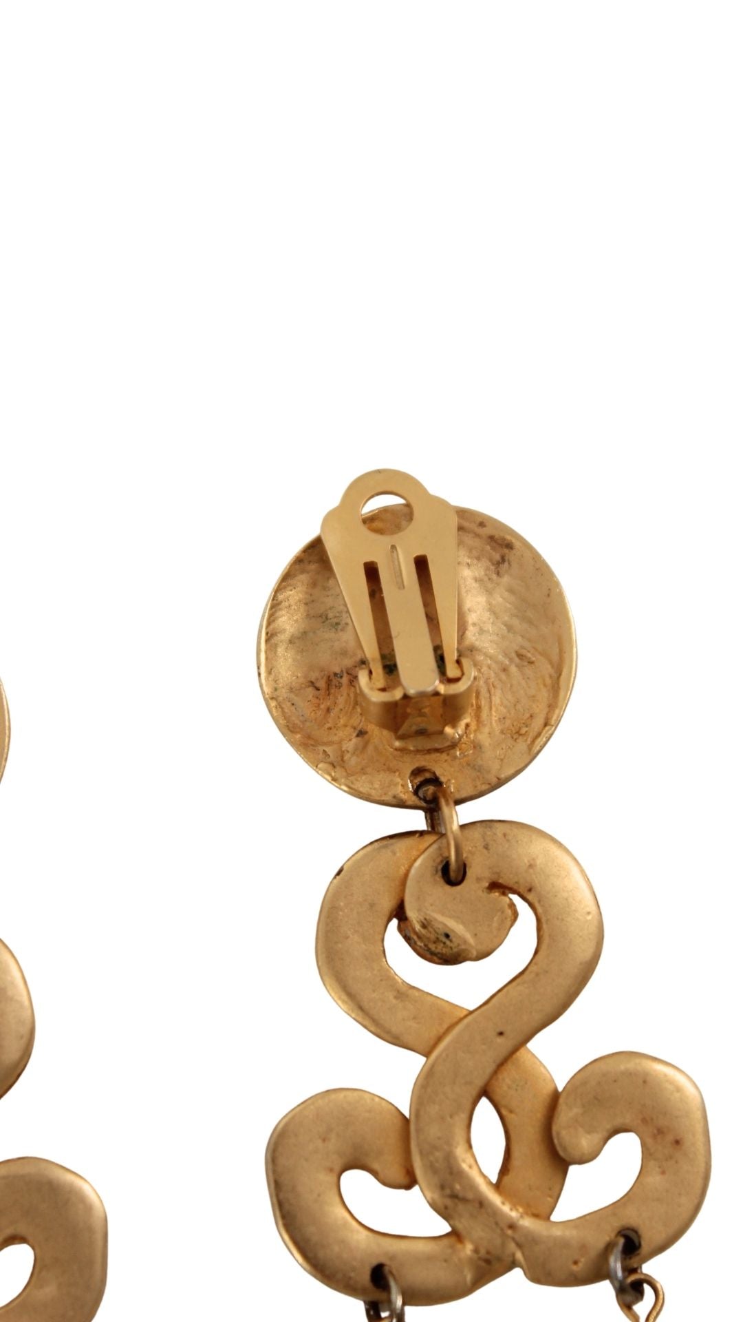 Vintage <br> 80's brushed gold pearl dangle earrings