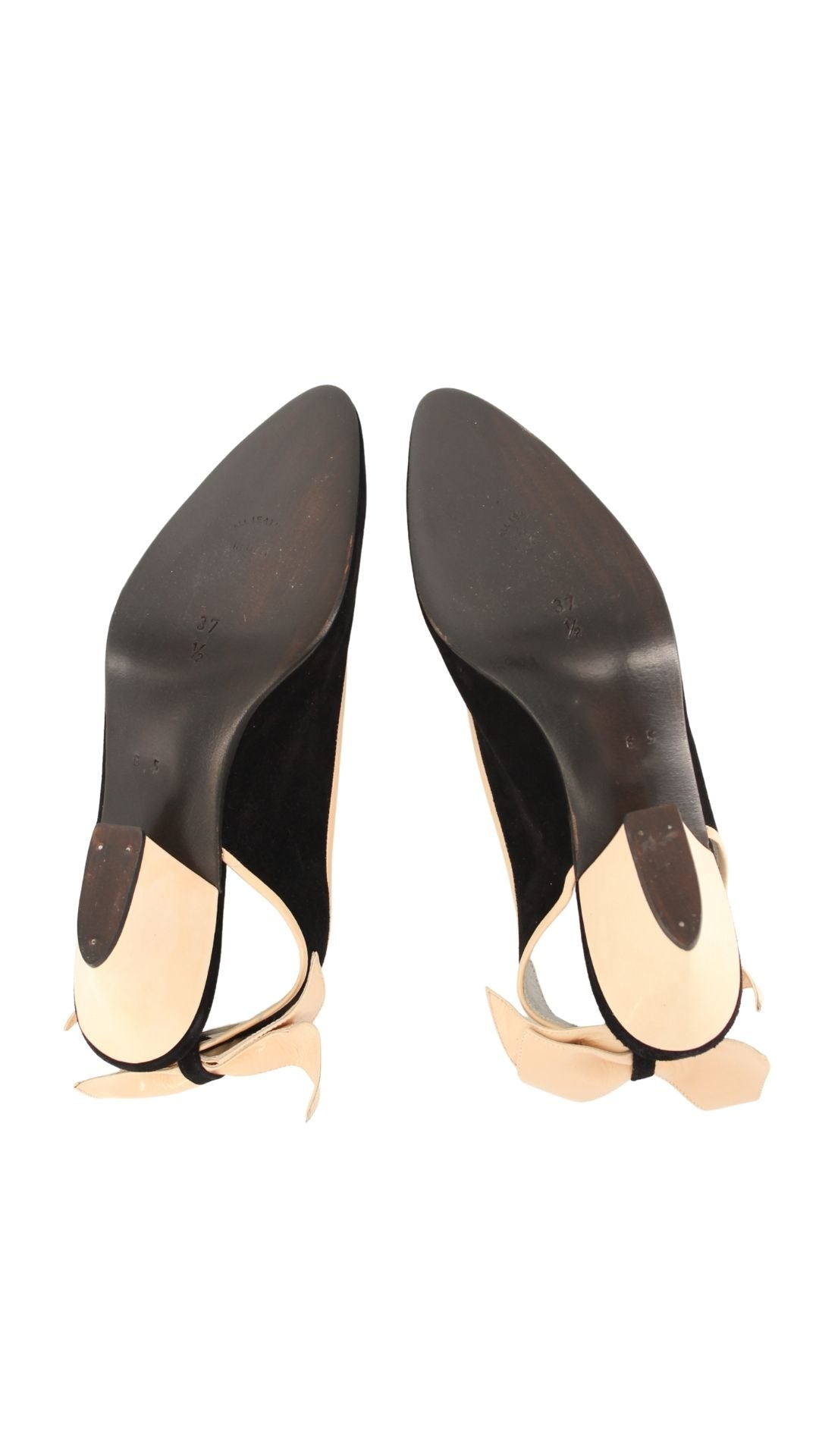 Maud Frizon <br> 1980's deadstock suede & patent bow back pumps