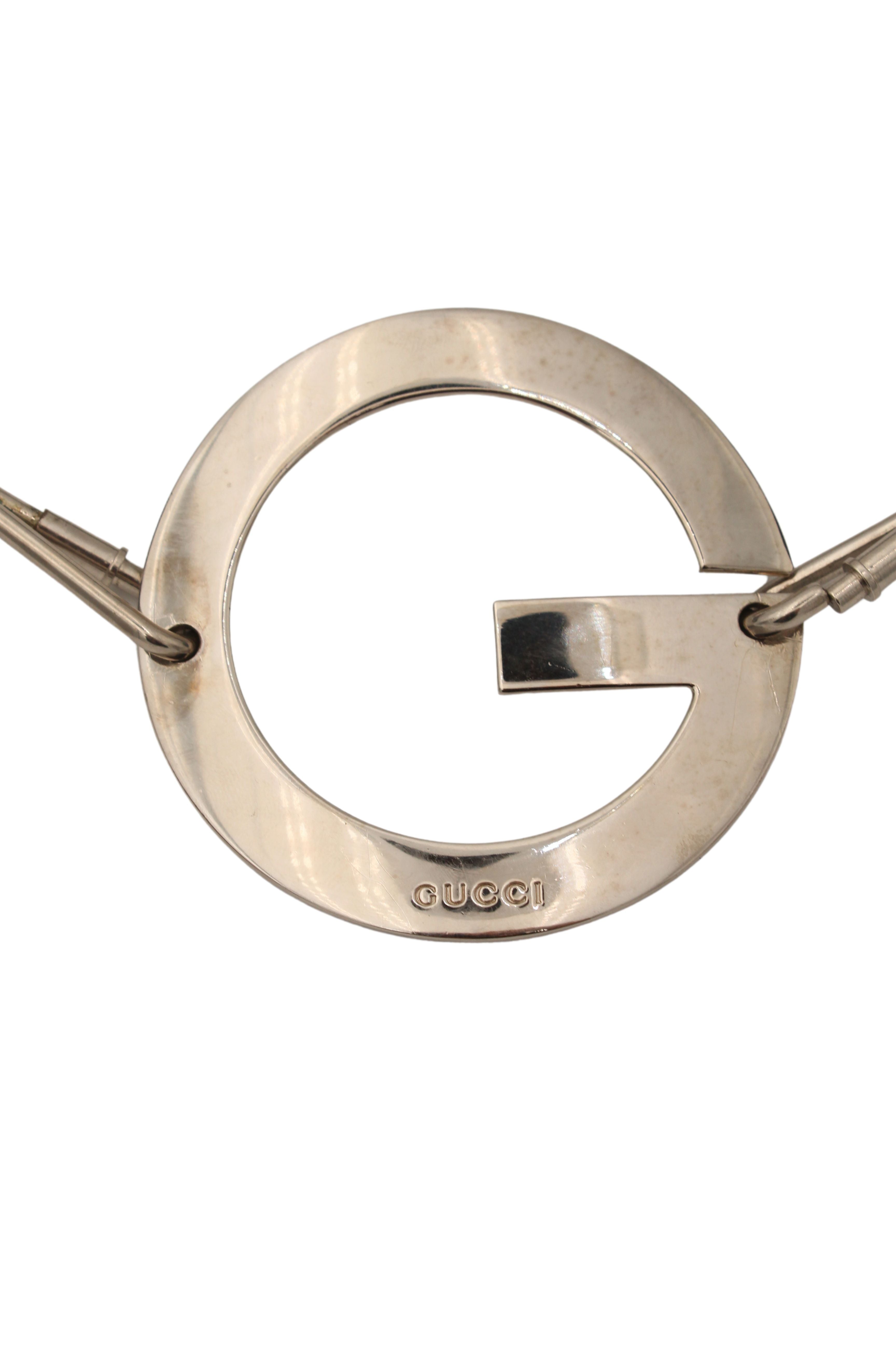 Gucci <br> S/S 1996 silver metal G logo buckle suede belt