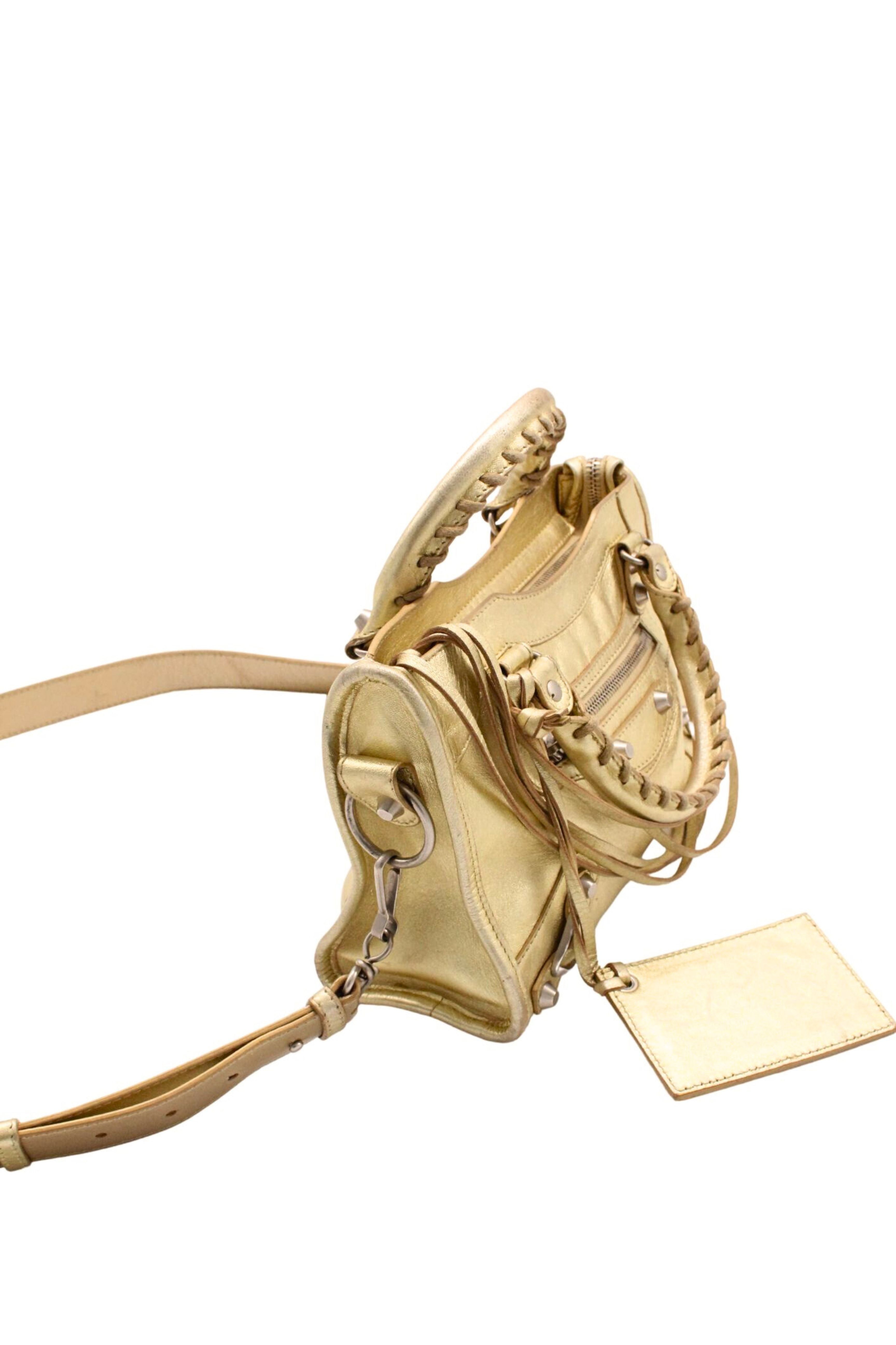 Balenciaga <br> 2000's metallic gold leather City Mini bag