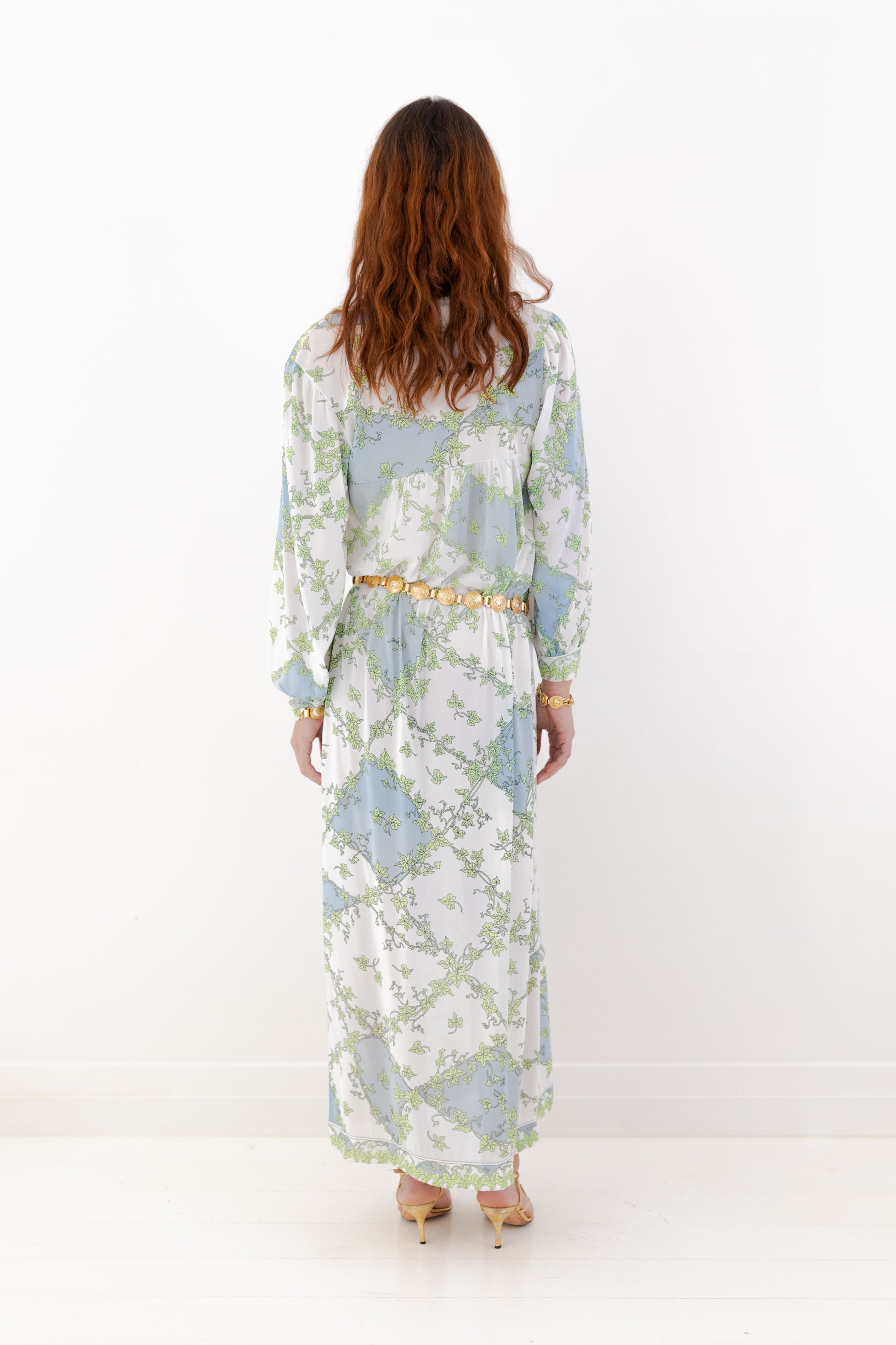 Emilio Pucci <br> 60's Formfit Rogers ivy print maxi dress