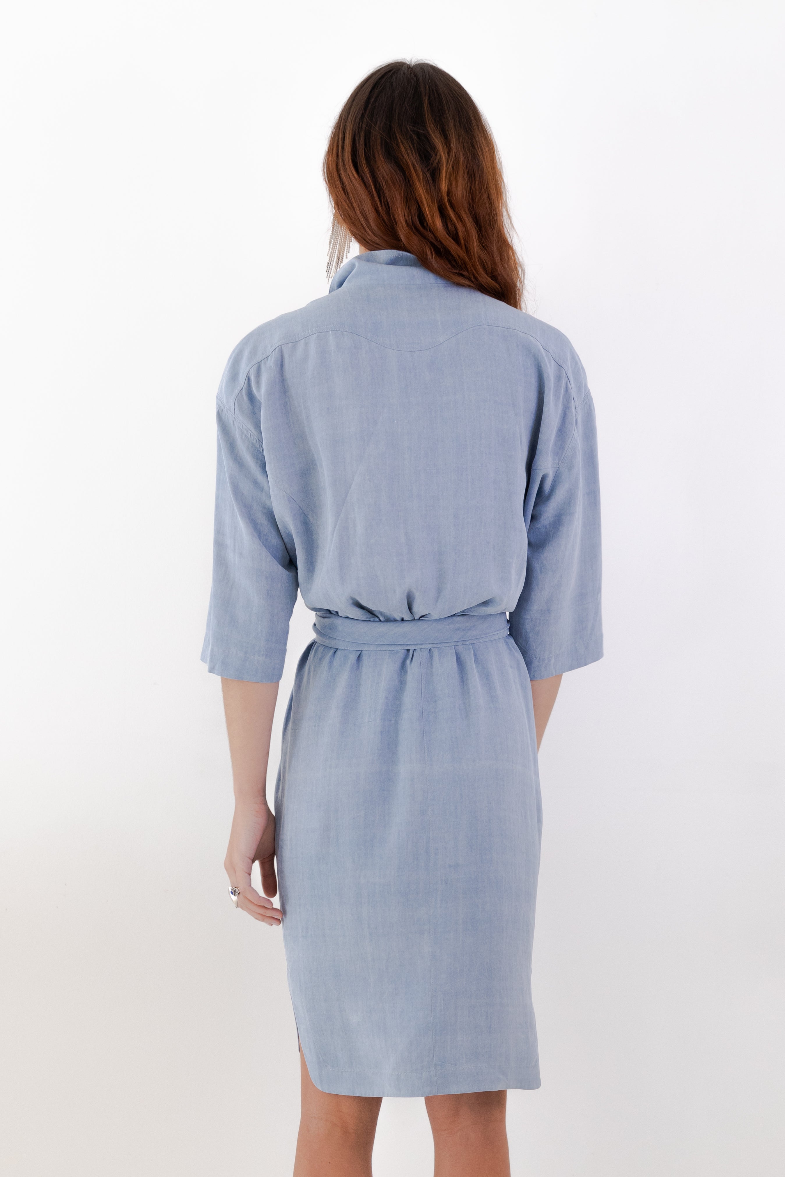 Thierry Mugler <br> 80's denim effect silk blend dress