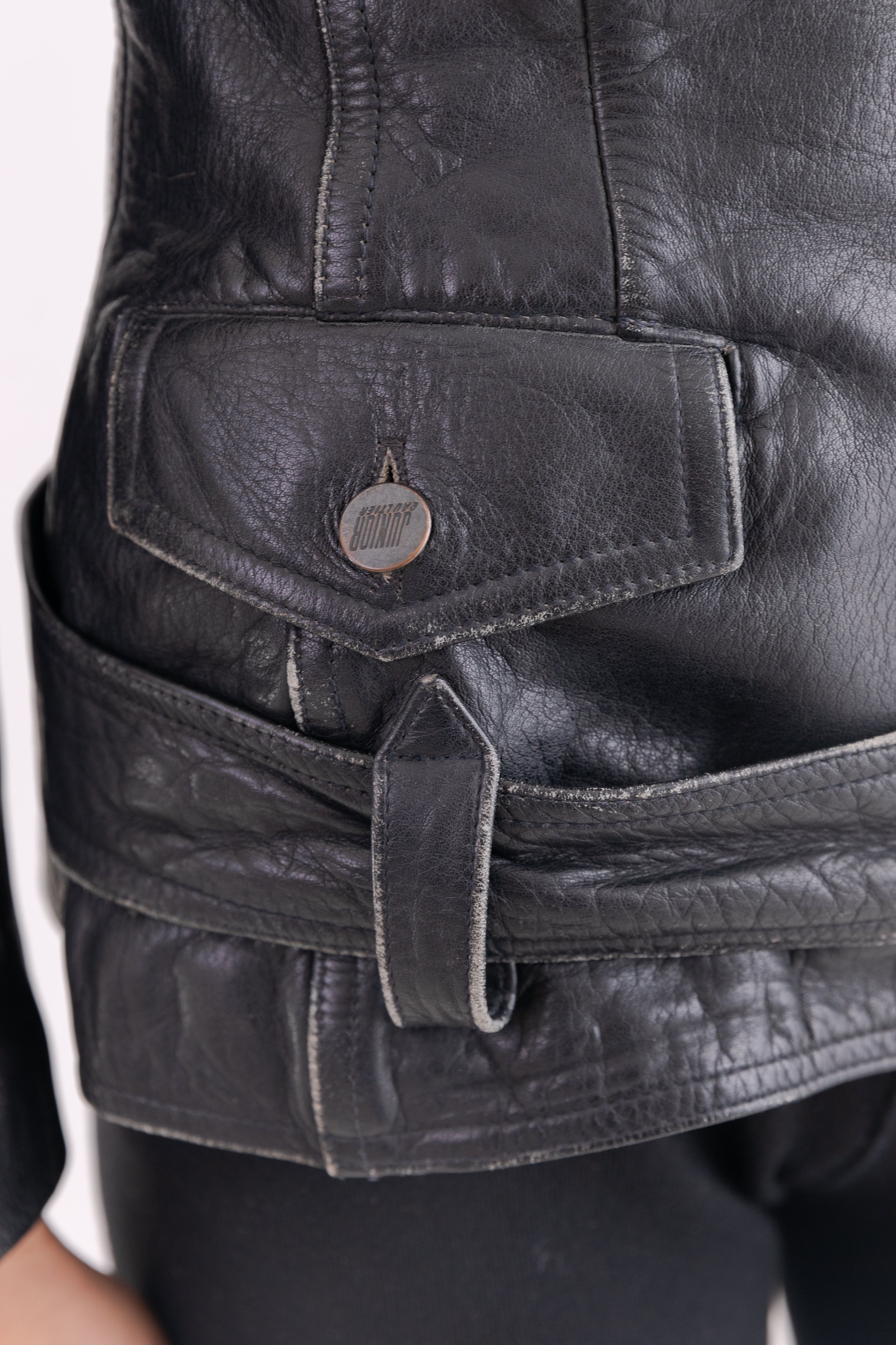 Jean Paul Gaultier <br> 80's Junior Gaultier hourglass leather biker jacket