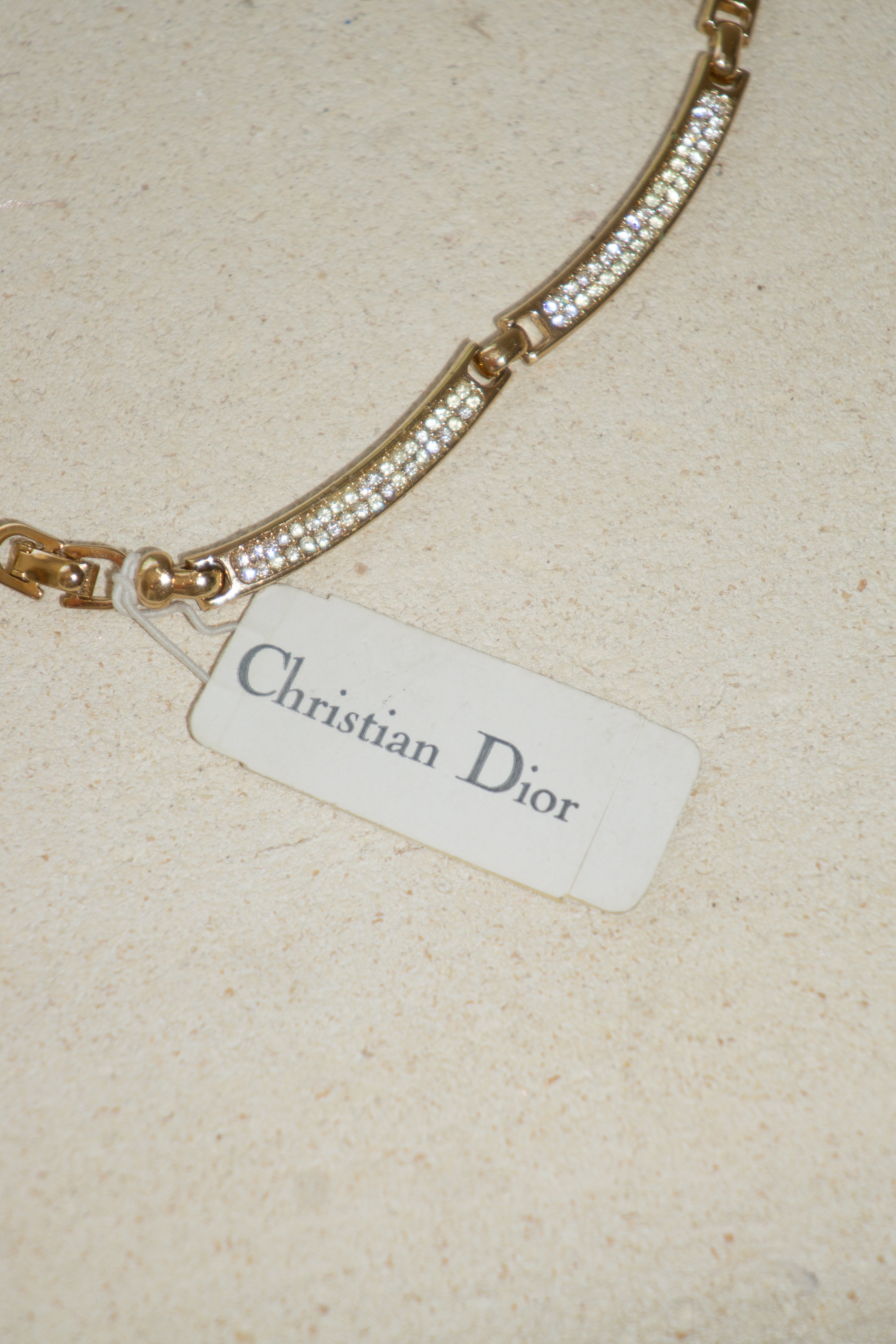 Christian Dior <br> 80's gold crystal studded choker necklace
