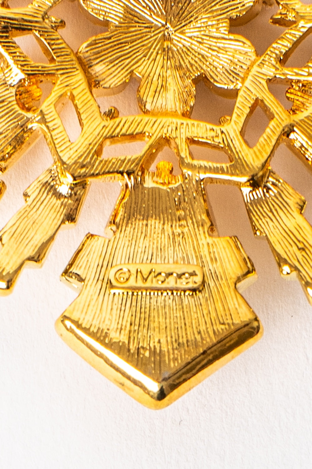Monet <br> 80's gold & rhinestone snowflake brooch