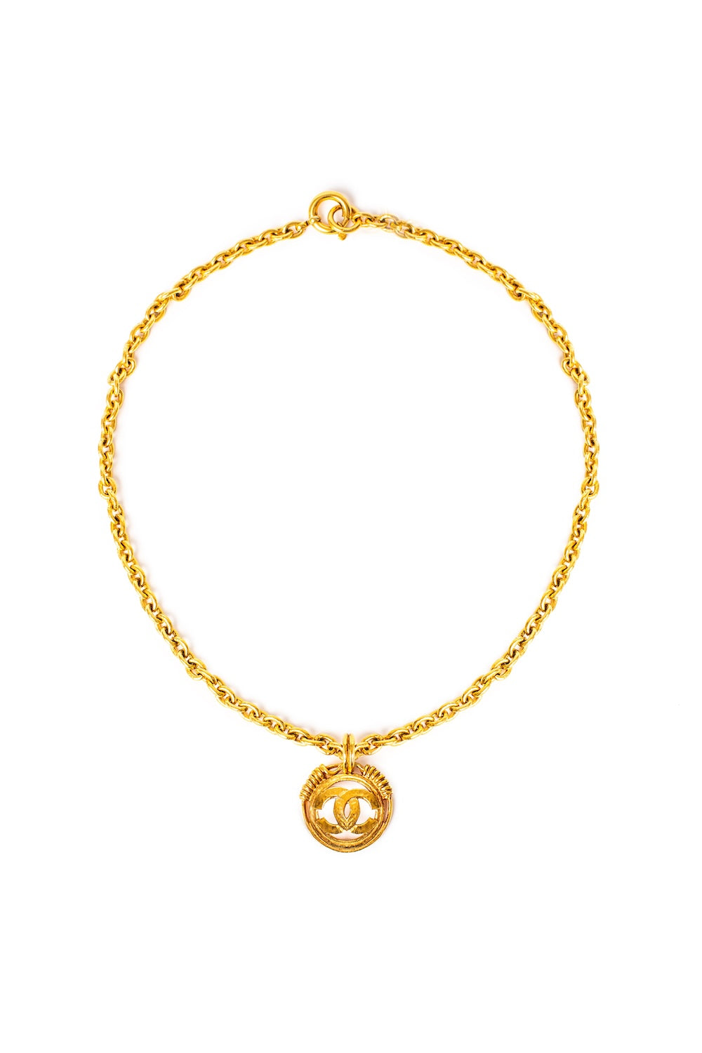 Chanel <br> 94P CC logo gold plated chain pendant necklace