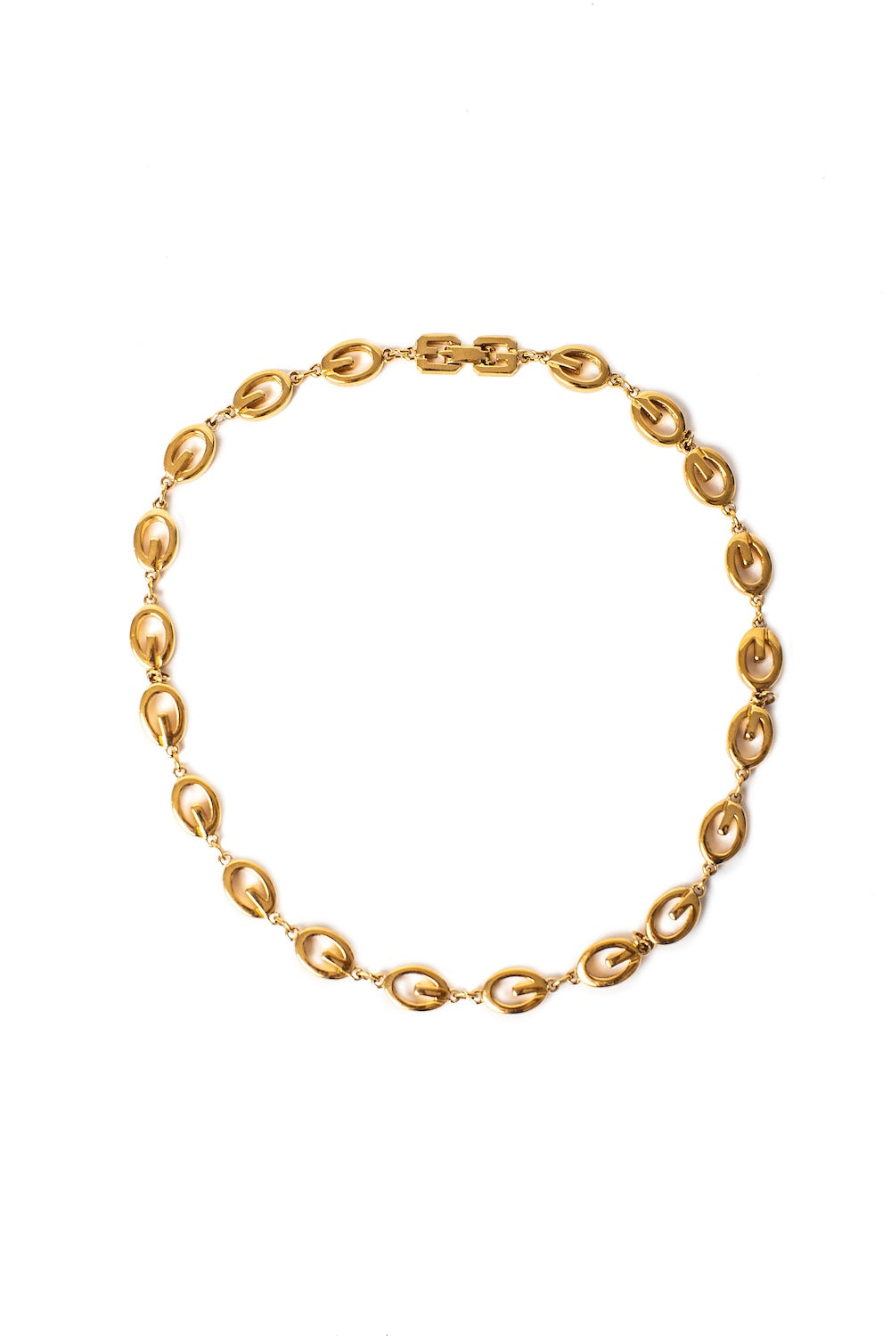 Givenchy <br> 80's gold G logo link choker chain necklace