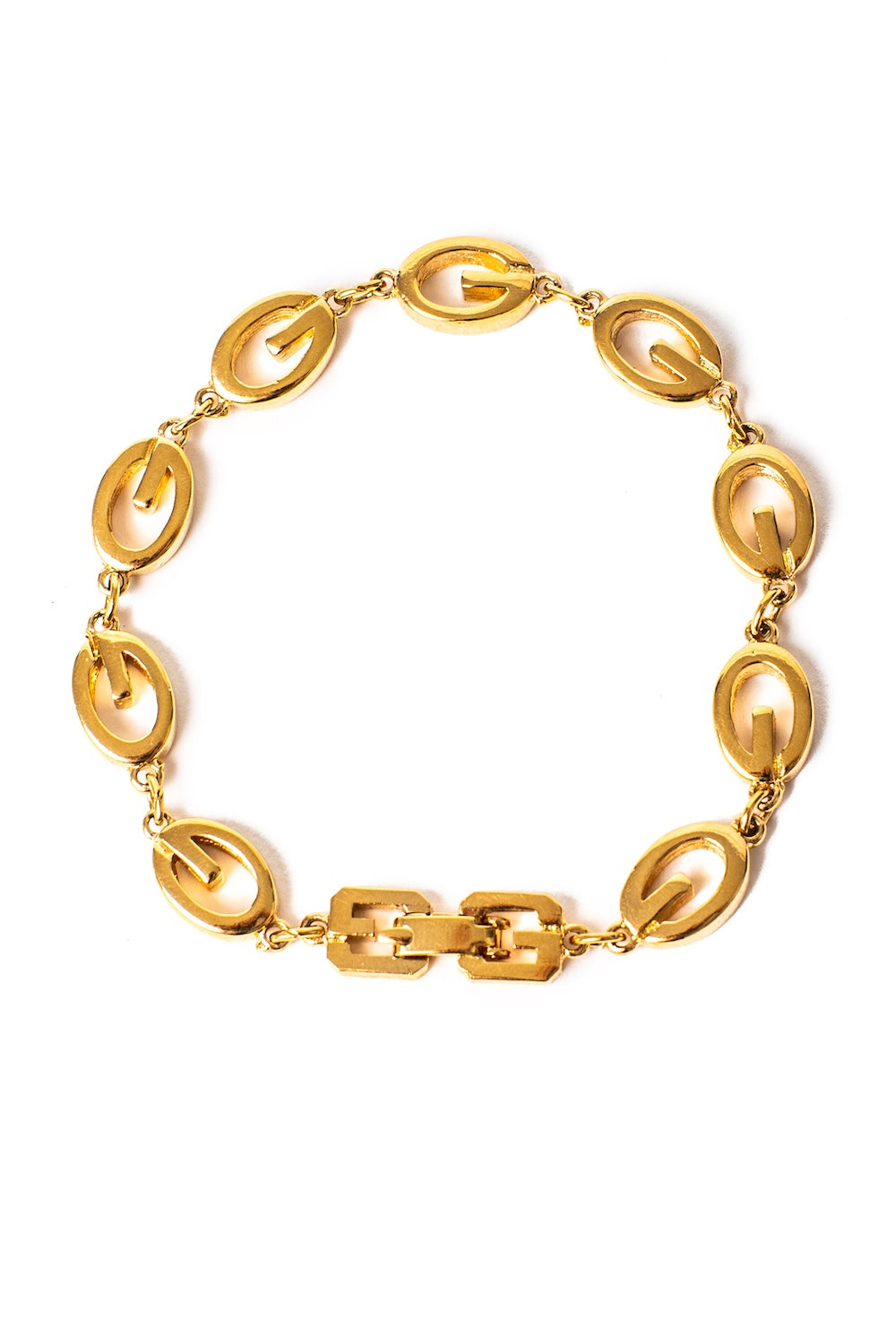 Givenchy <br> 80's gold G logo link choker chain bracelet