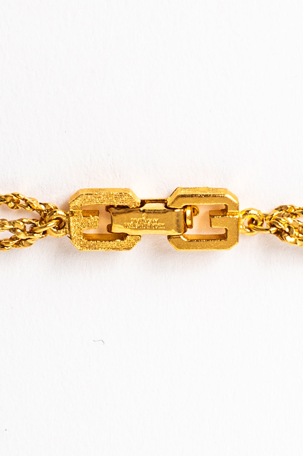Givenchy <br> 80's Anthurium pendant gold triple strand chain necklace