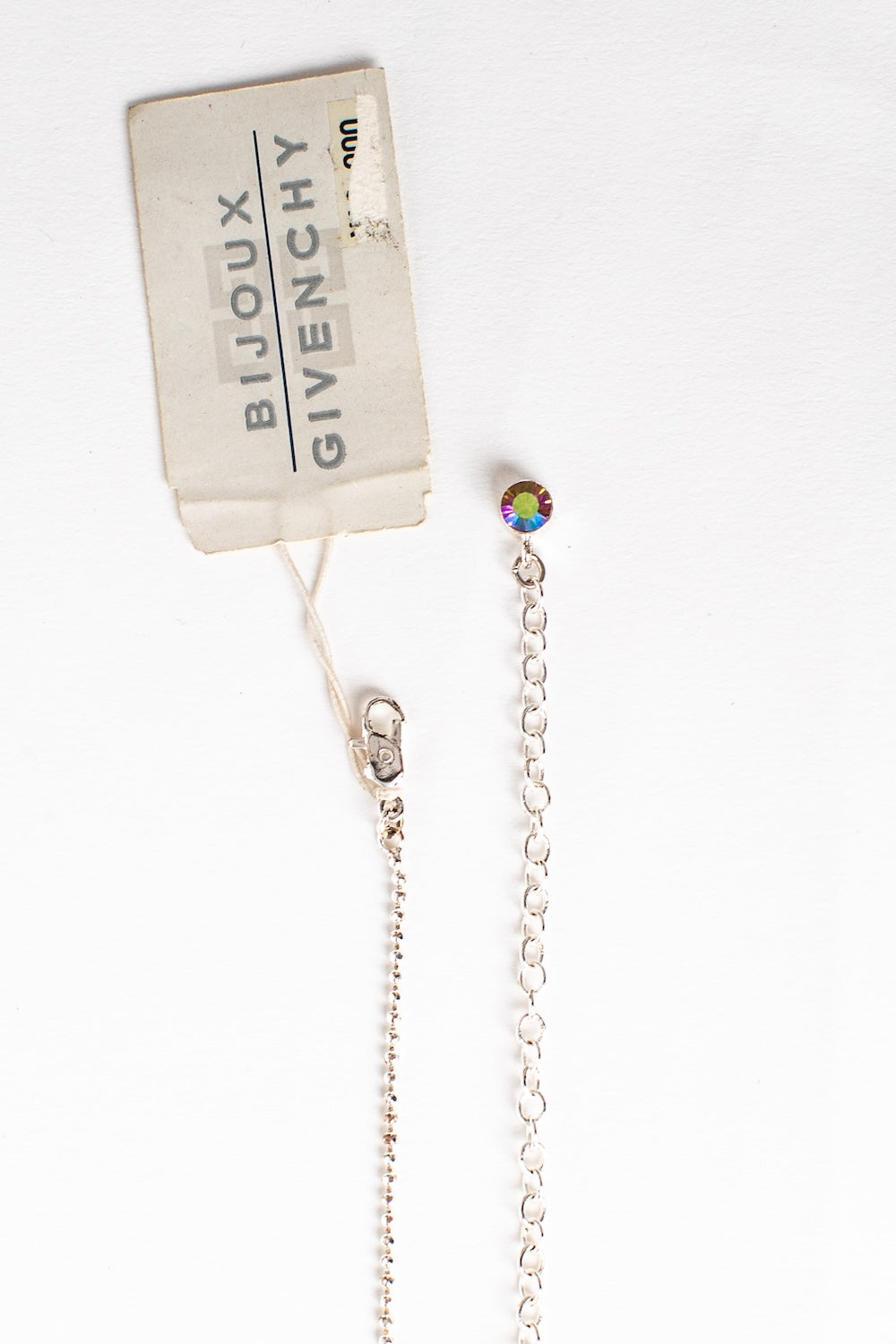 Givenchy <br> 80's crystal drop silver chain necklace
