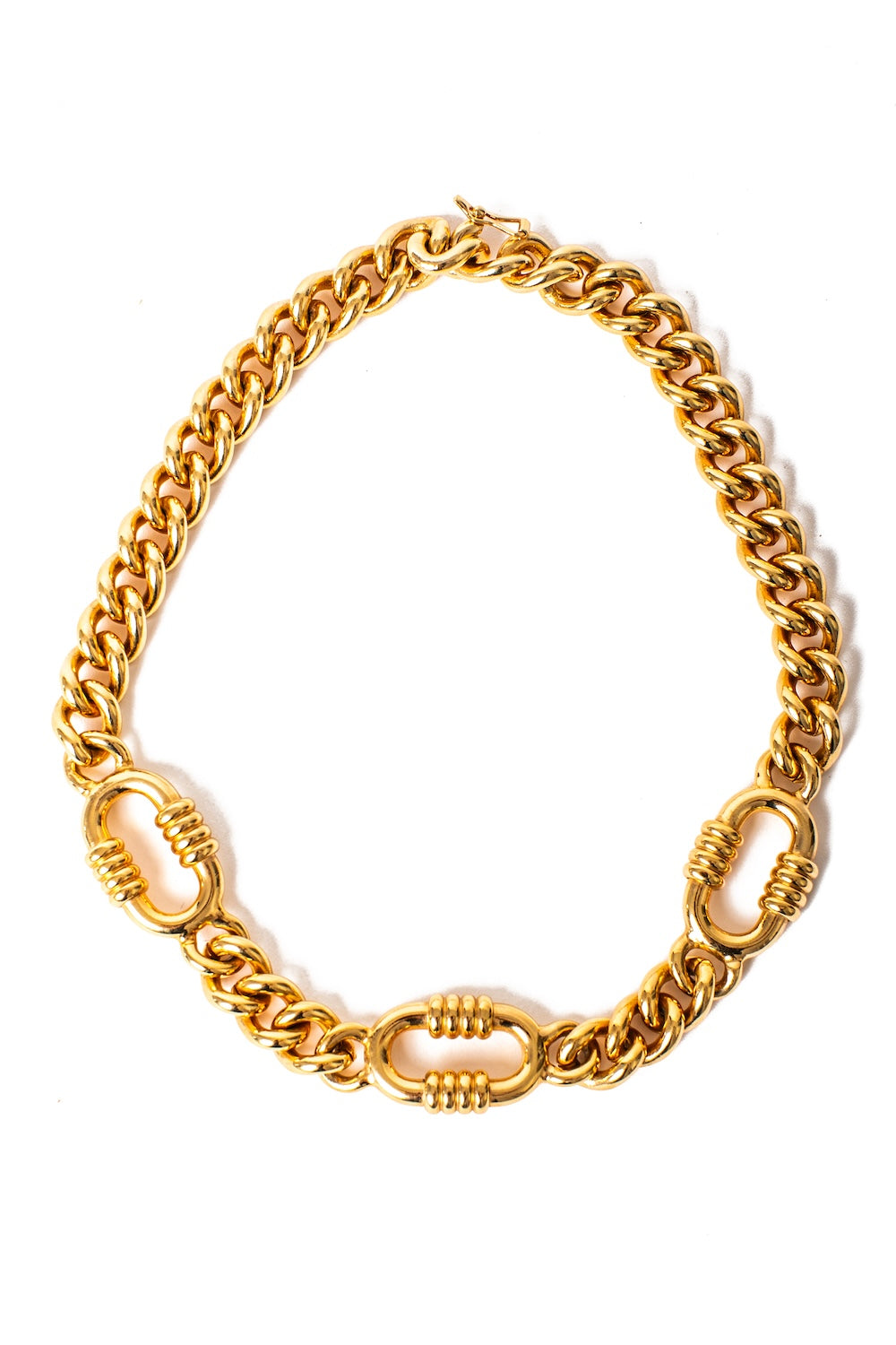 Vintage <br> 80's chunky sculptural gold chain link choker necklace