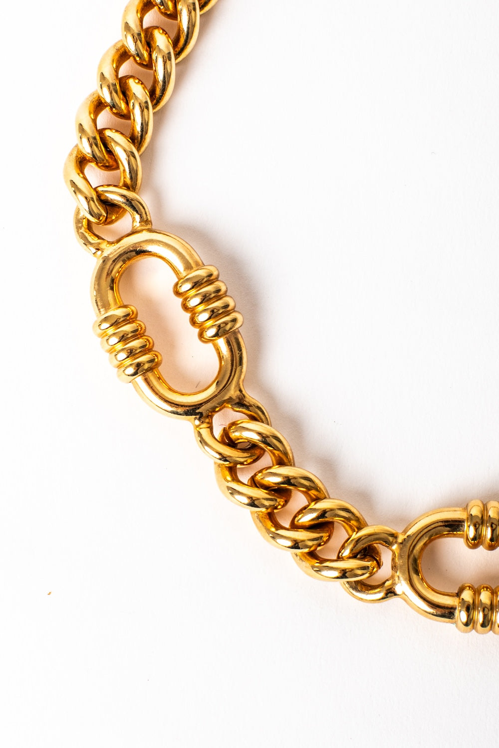 Vintage <br> 80's chunky sculptural gold chain link choker necklace