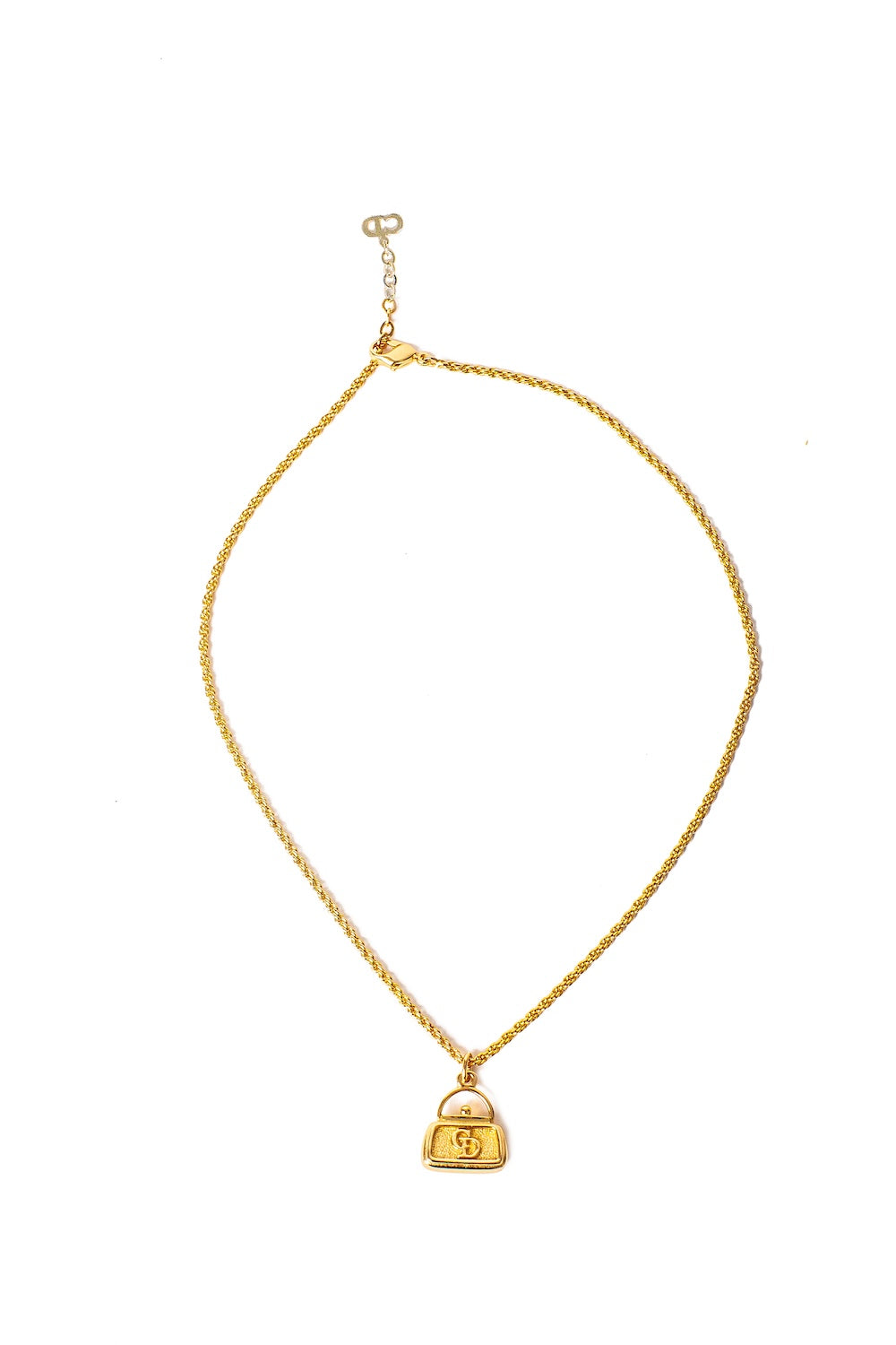 Christian Dior <br> 90's gold shopping bag pendant chain necklace