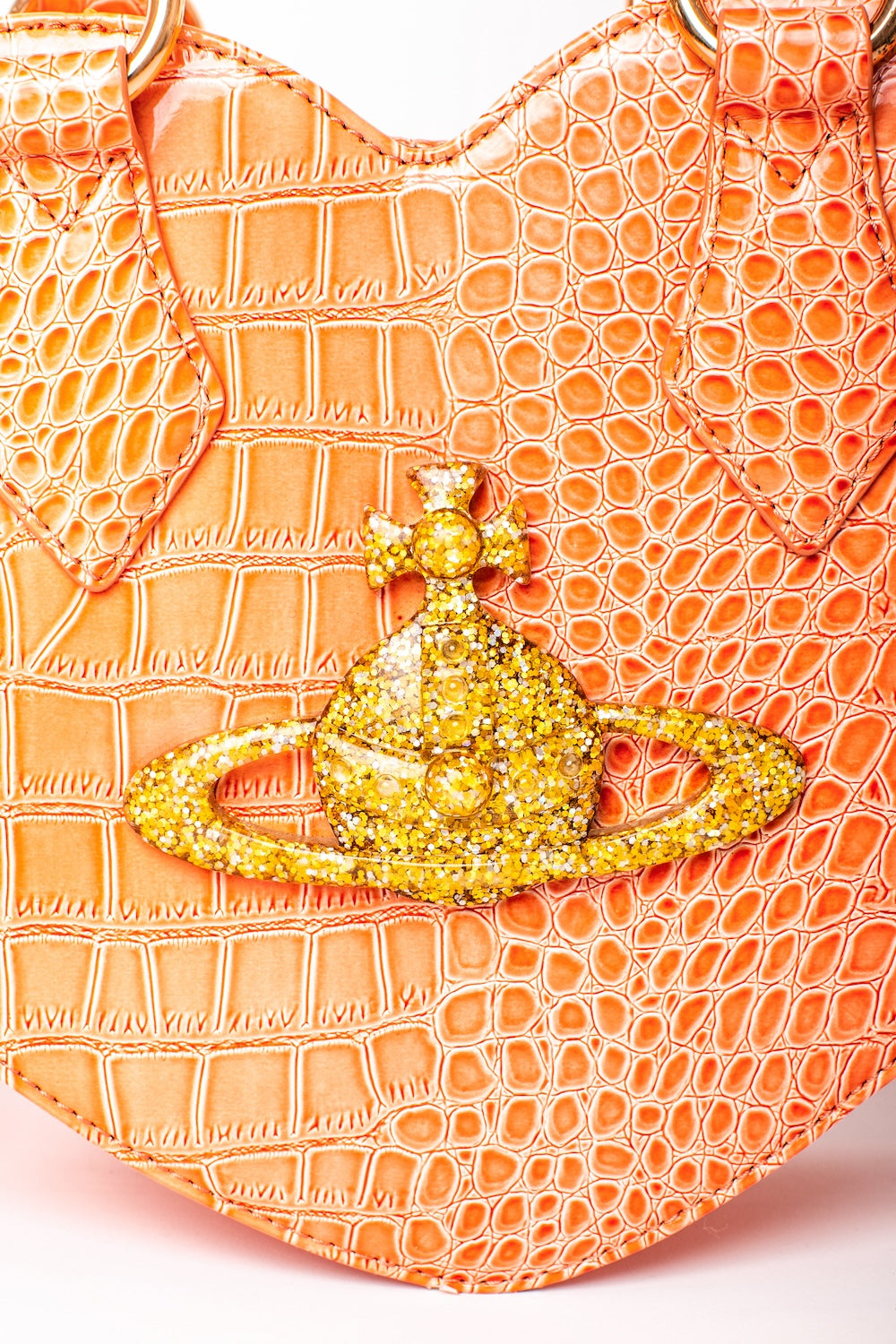 Vivienne Westwood <br> Chancery heart faux croc print glitter Orb logo bag