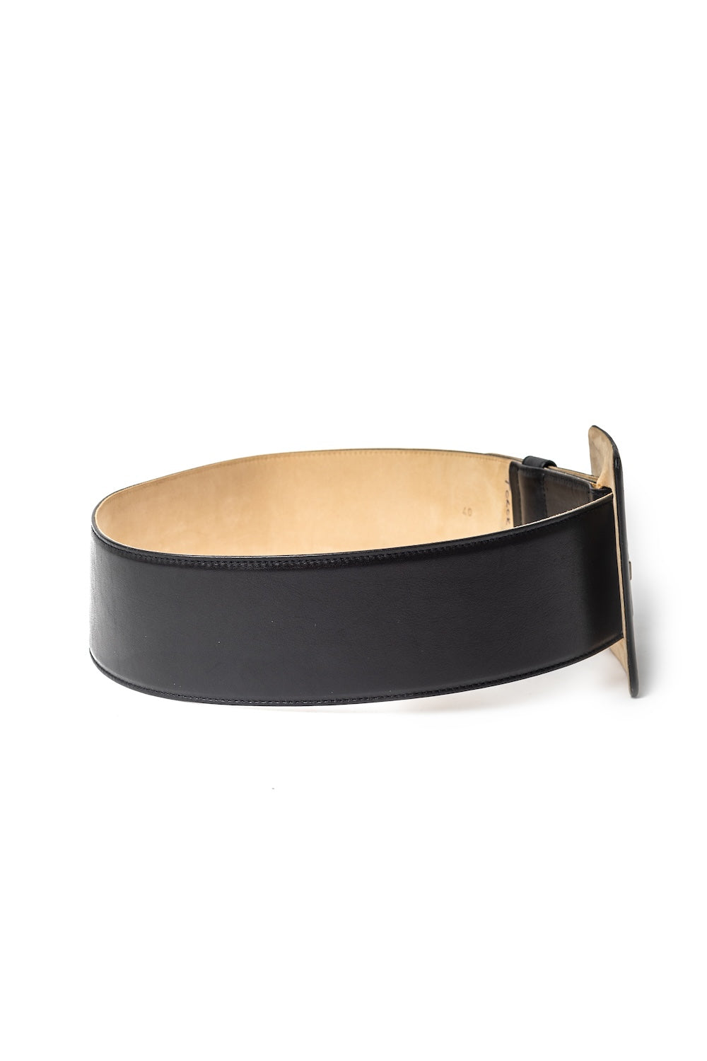 Mondi <br> 80's extra wide lambskin leather oversized buckle belt