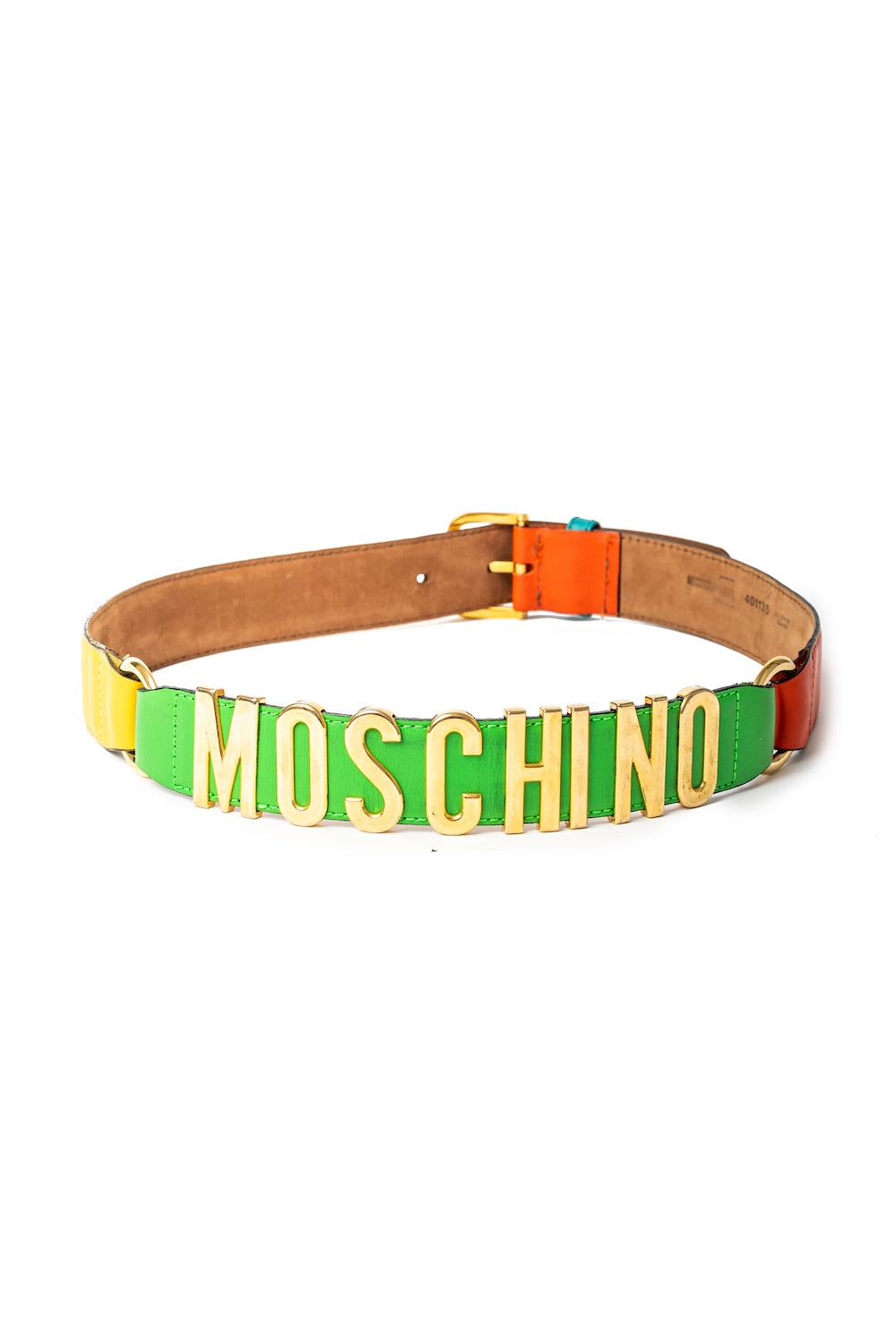 Moschino <br> 90's Moschino by Redwall logo letter neon leather belt