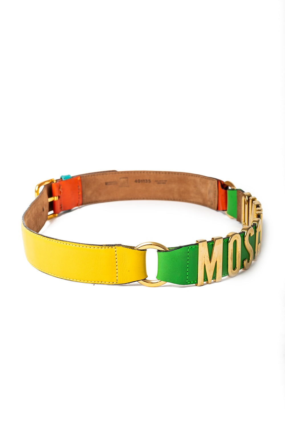 Moschino <br> 90's Moschino by Redwall logo letter neon leather belt