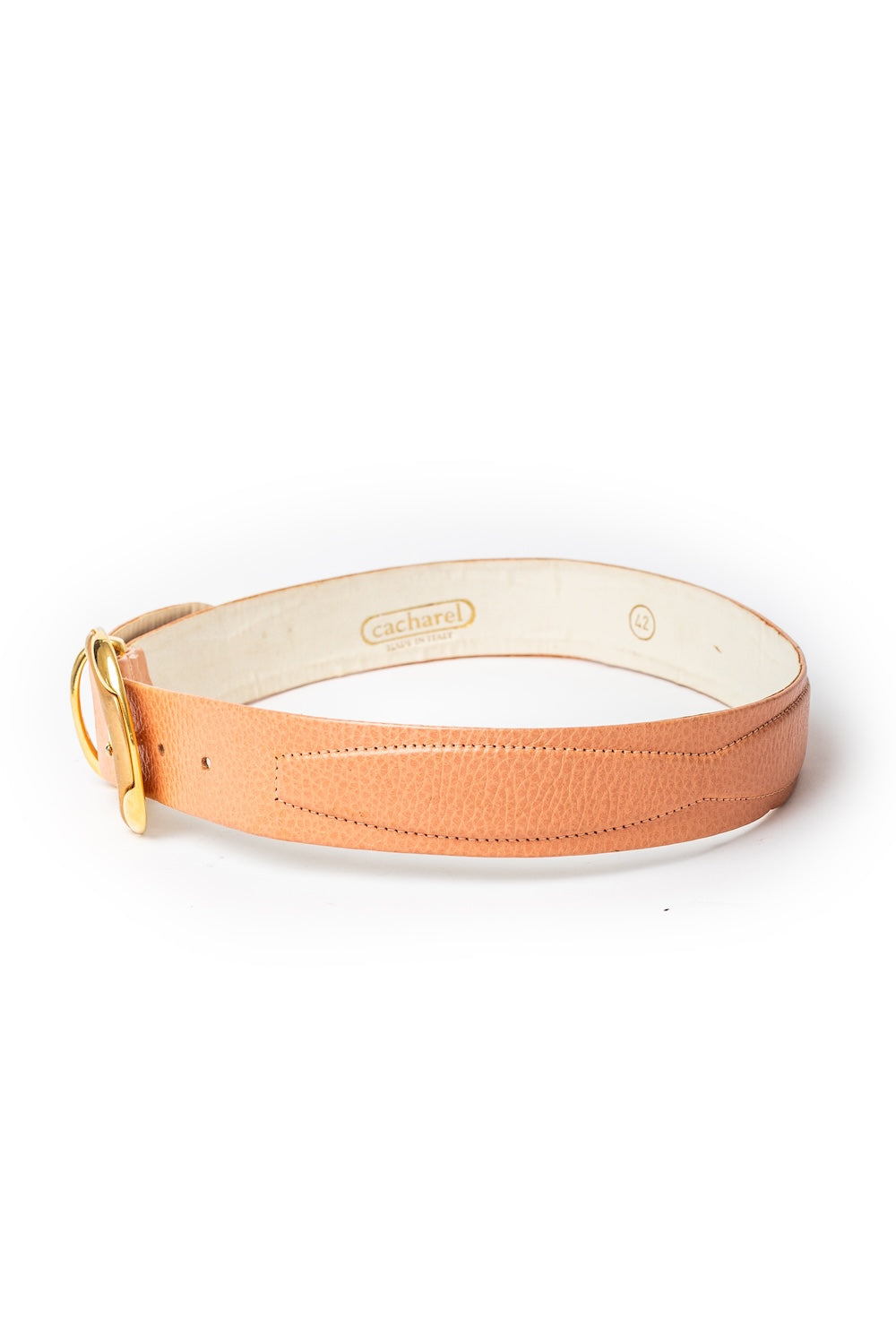 Cacharel <br> 80's peach leather belt with gold buckle
