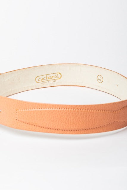 Cacharel <br> 80's peach leather belt with gold buckle