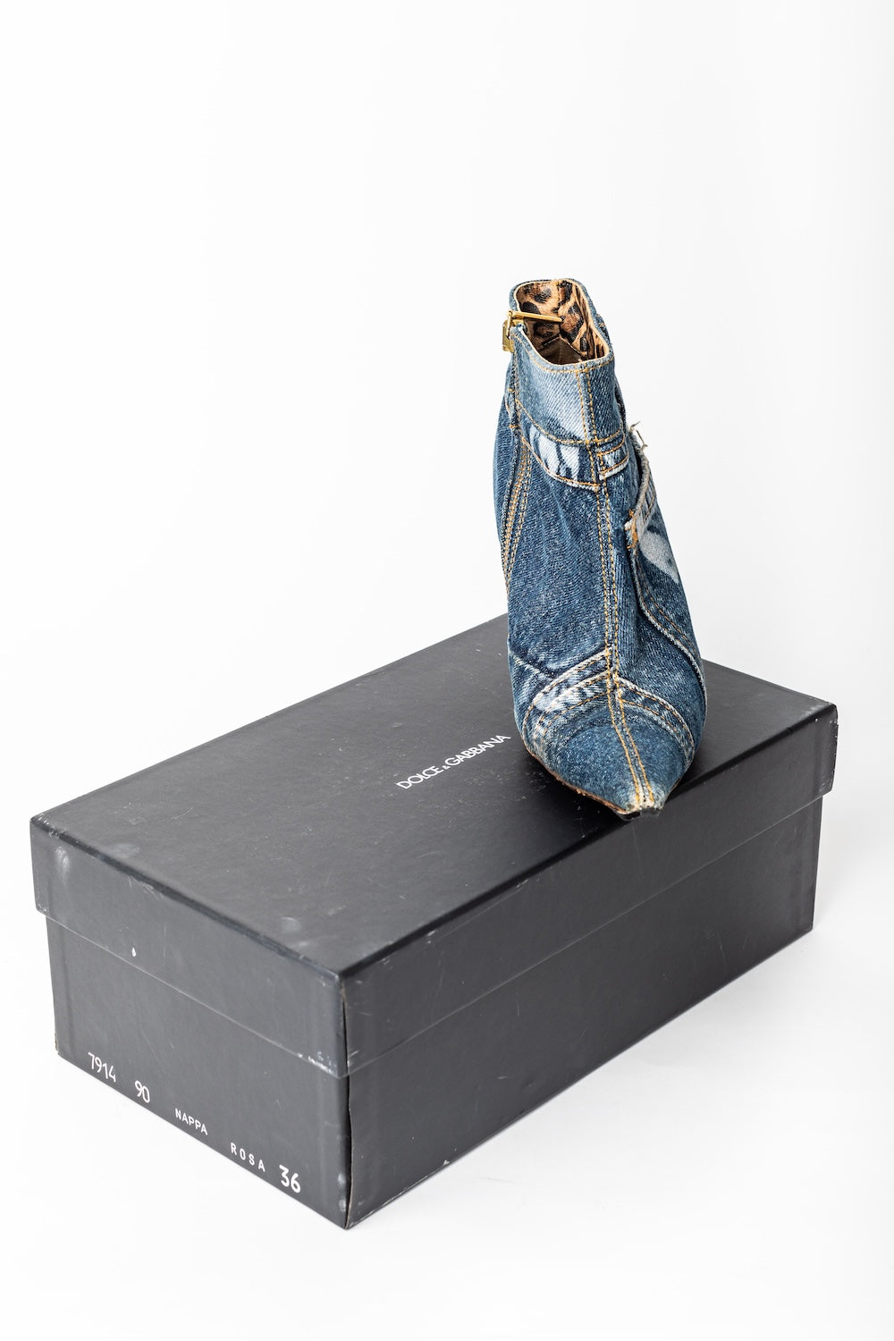 Dolce & Gabbana <br> 90's denim patchwork ankle boots