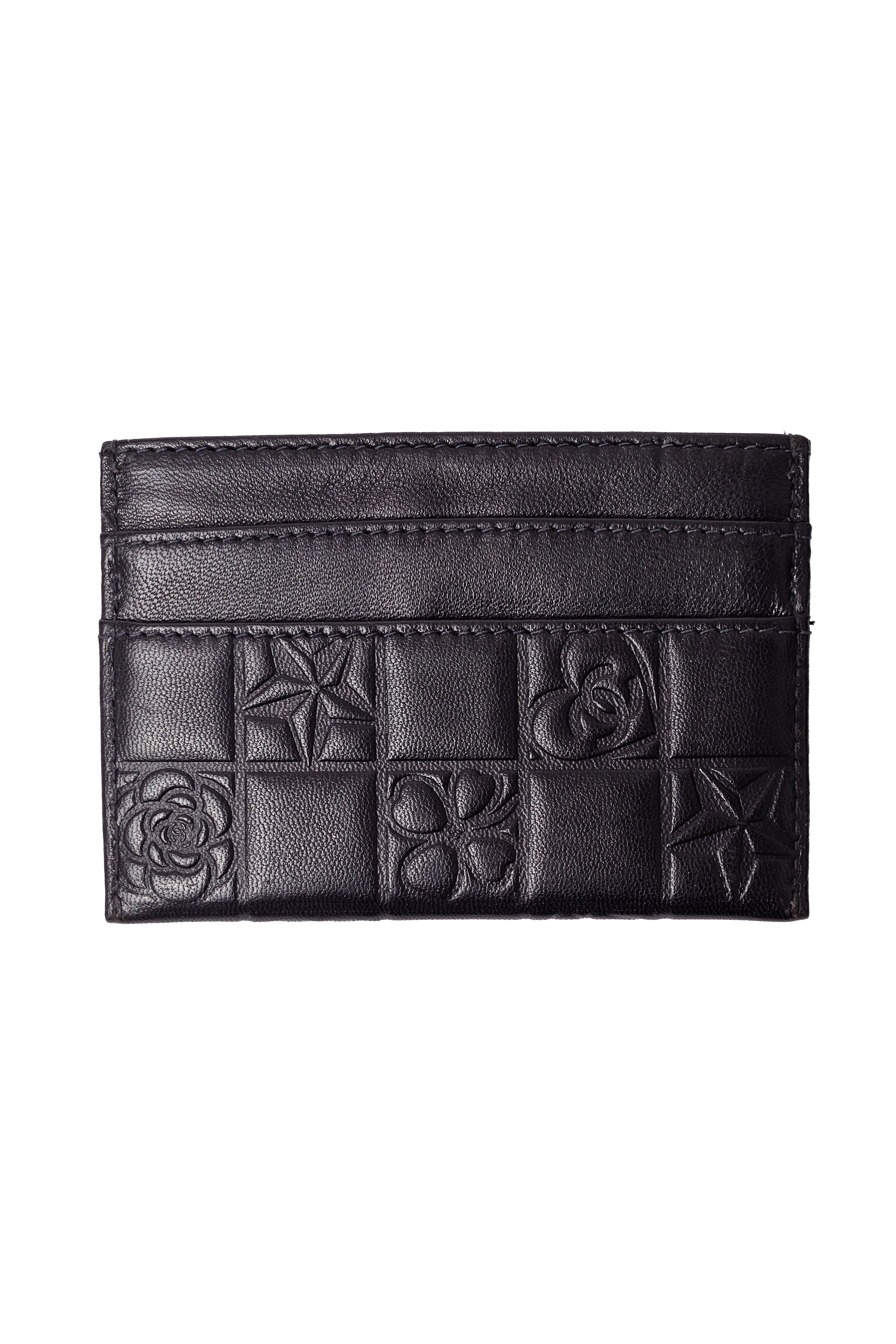 Chanel <br> c2004 CC logo icons lambskin leather cardholder