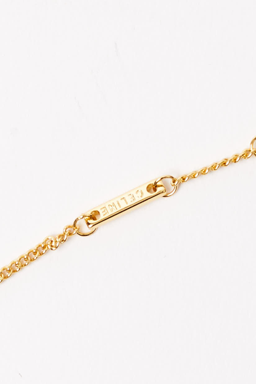 Celine <br> Phoebe Philo gold plated logo bag pendant necklace