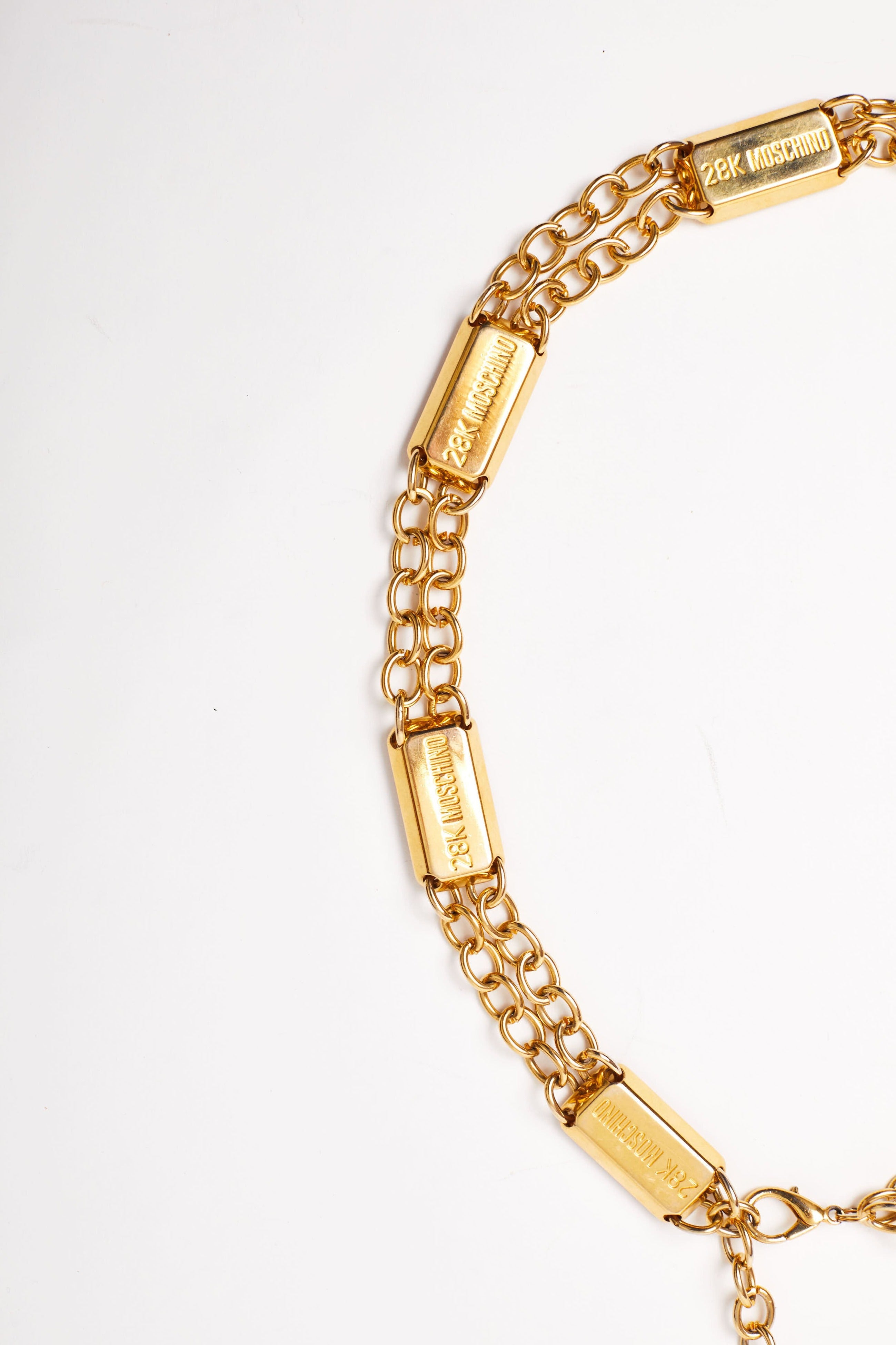 Moschino <br> 90's Redwall 28K gold bar chain belt