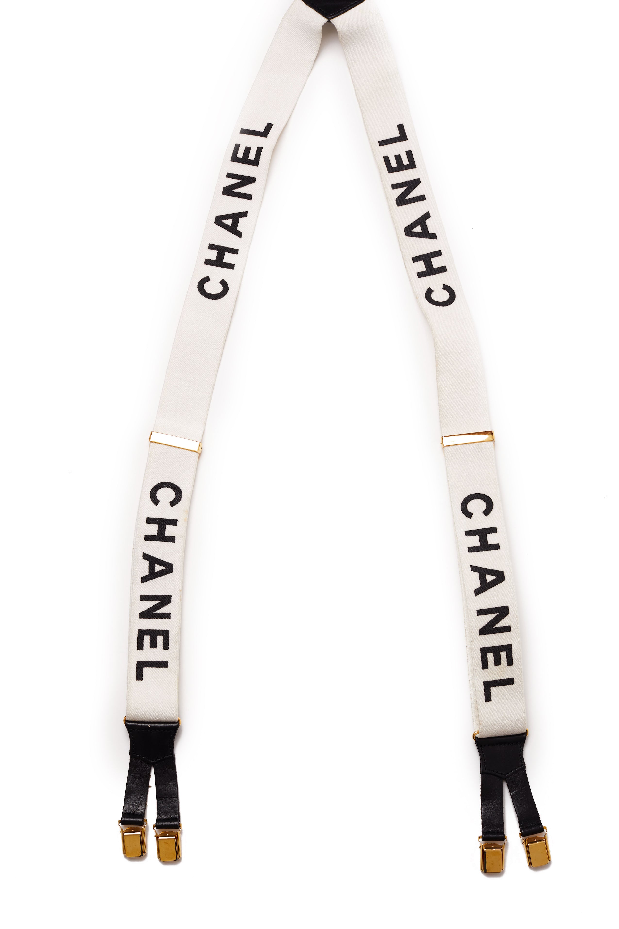 Chanel <br> S/S 1994 runway logo print suspenders