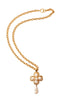 Chanel <br> 94P Gripoix pearl dangle cross pendant necklace