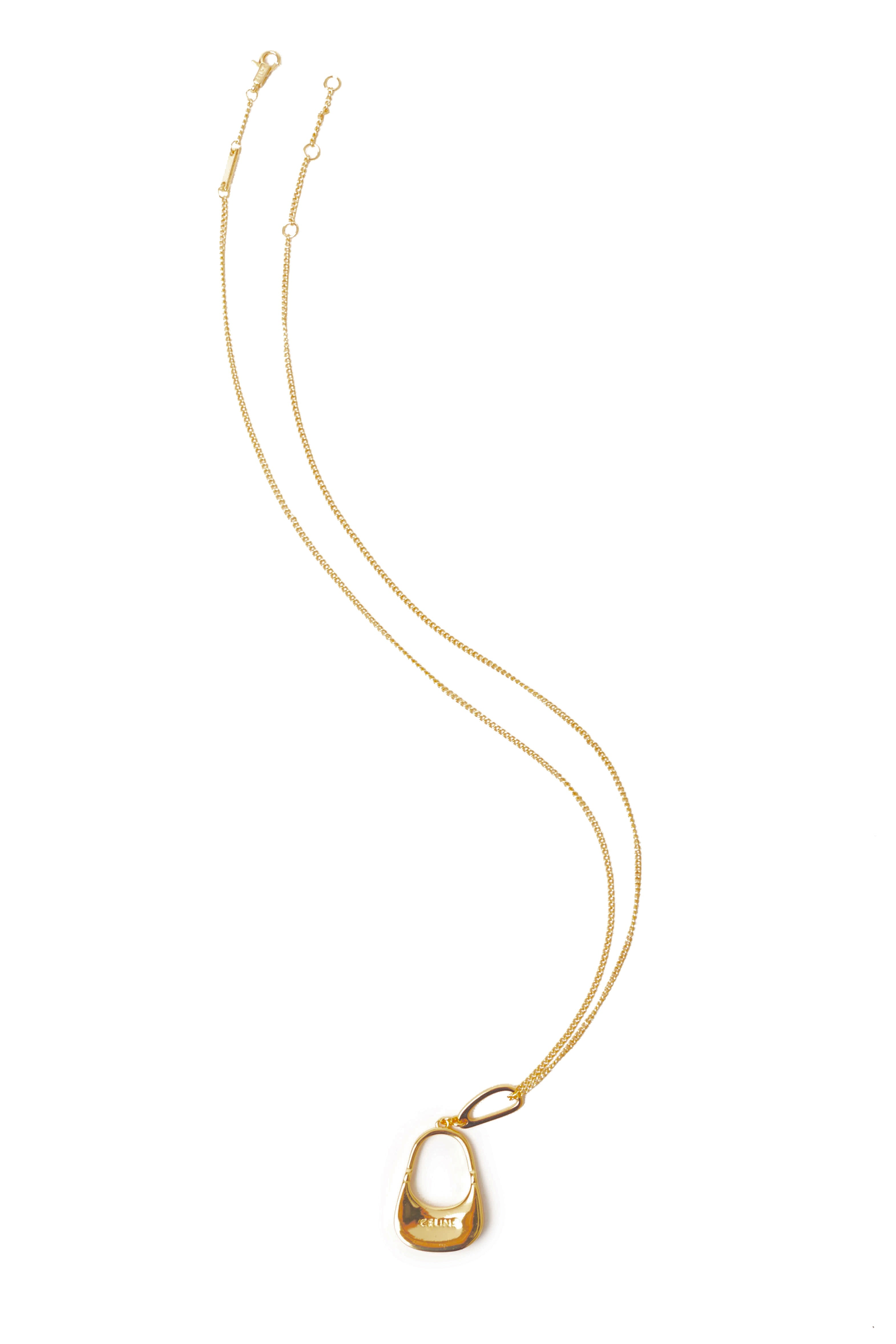 Celine <br> Phoebe Philo gold plated logo bag pendant necklace