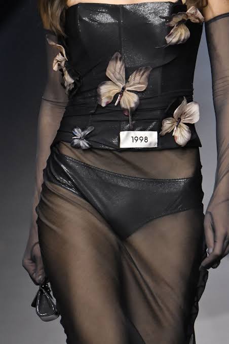 Dolce & Gabbana <br> S/S 1998 butterfly layered mesh bustier dress