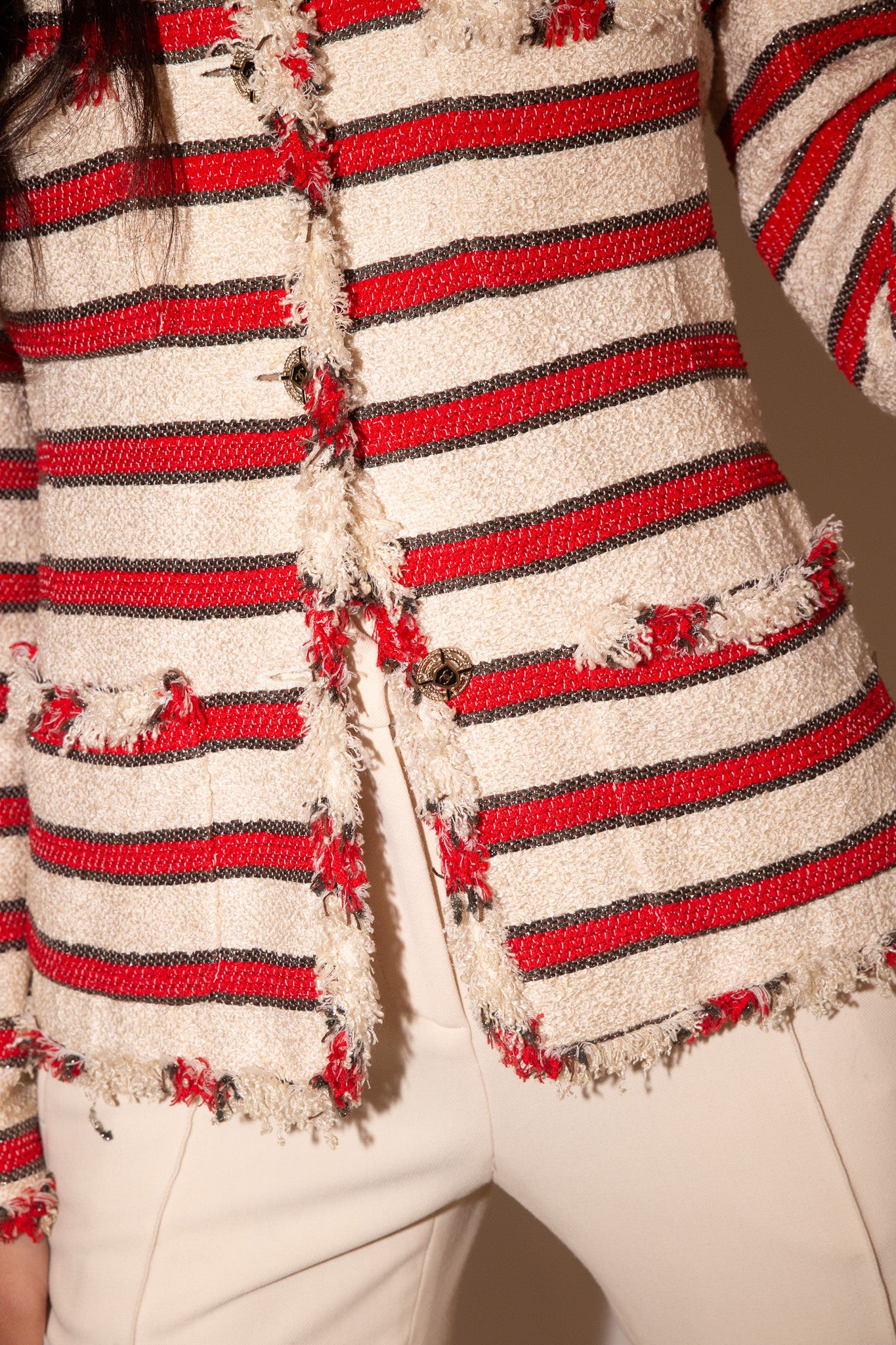 Chanel <br> S/S 2008 runway & campaign striped tweed blazer