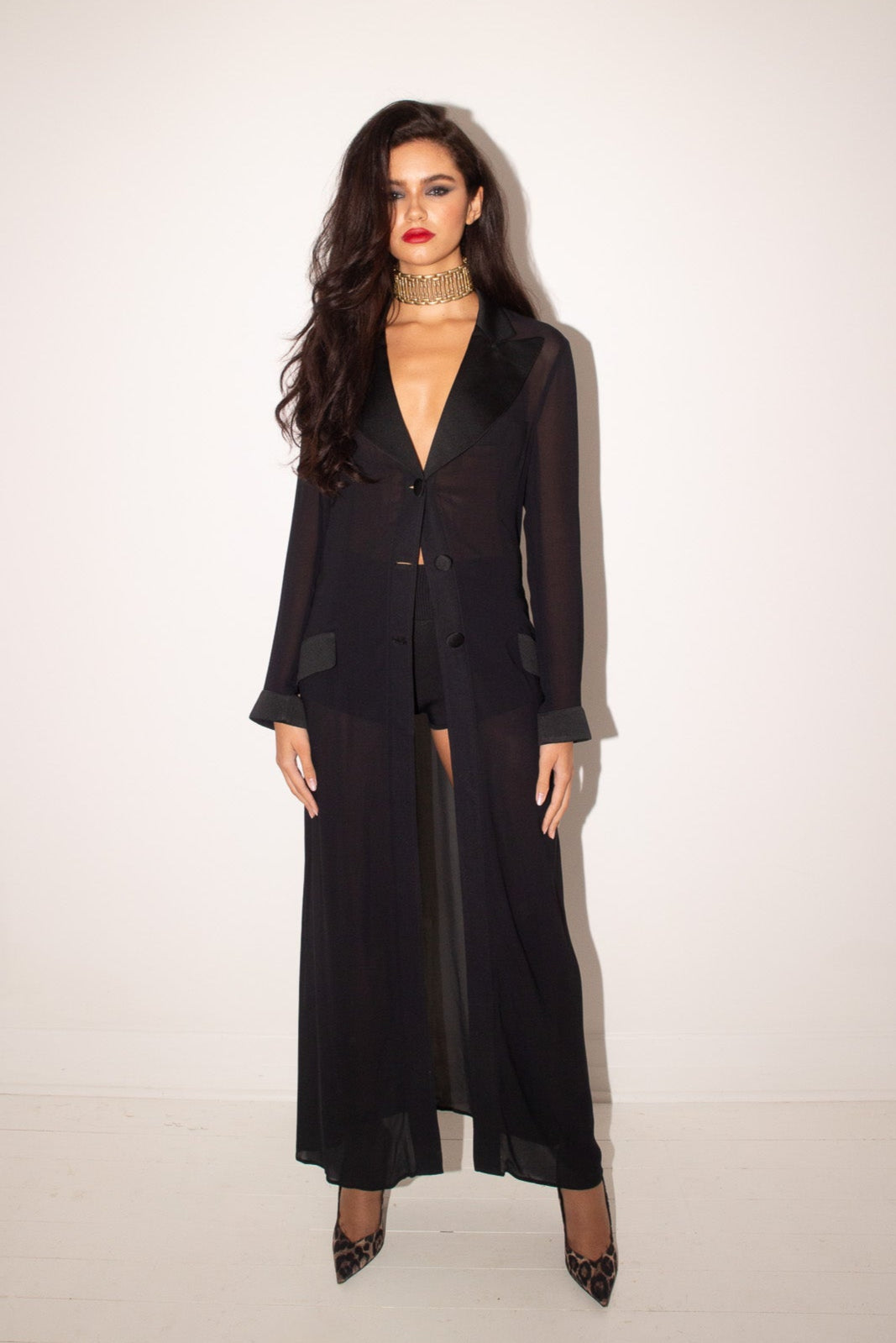 Dolce & Gabbana <br> F/W 1997 sheer chiffon duster tuxedo coat