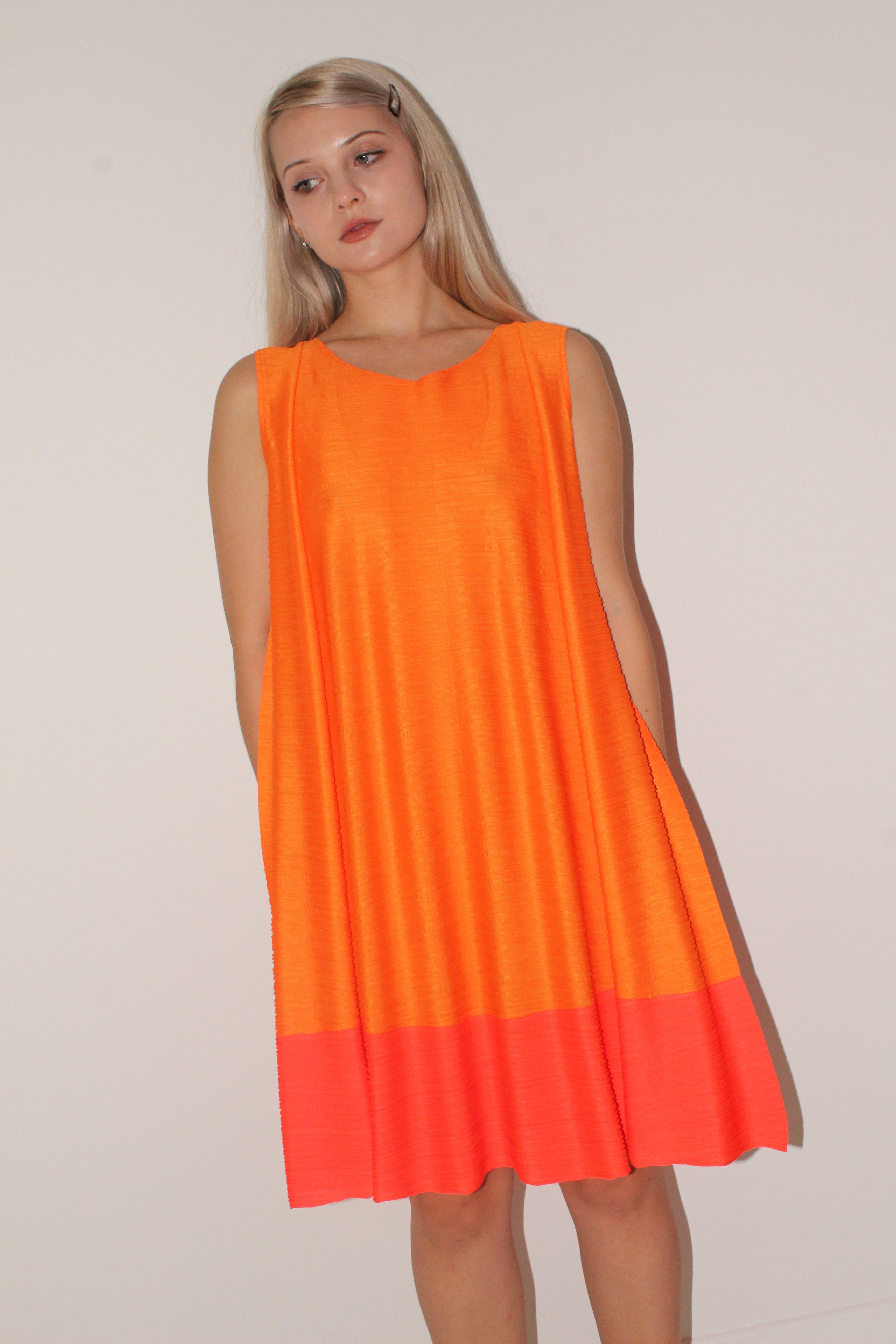 Issey Miyake <br> F/W 1996 Pleats Please neon colourblock dress