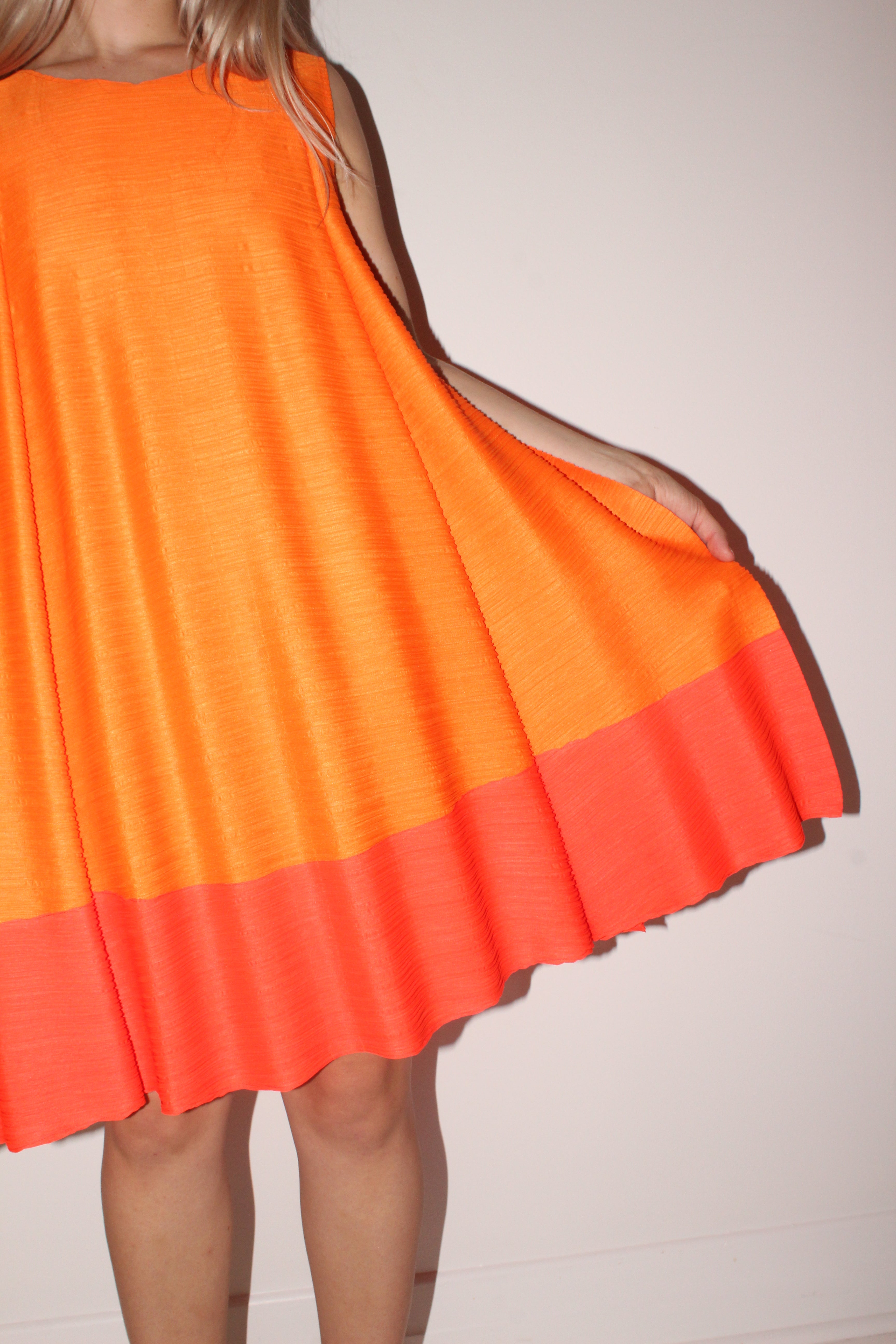 Issey Miyake <br> F/W 1996 Pleats Please neon colourblock dress