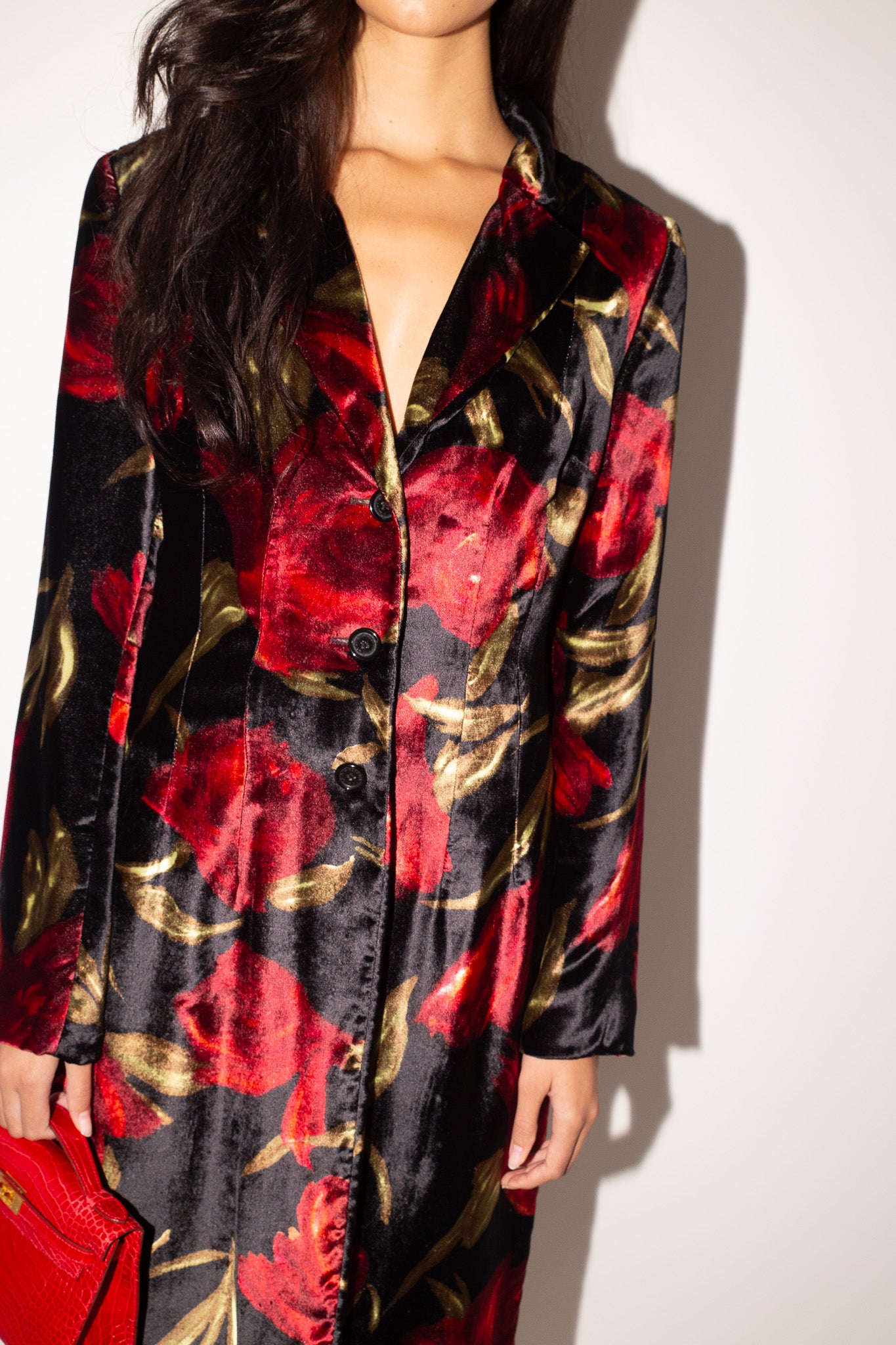 Dolce & Gabbana <br> F/W 1997 floral velvet coat with leopard lining