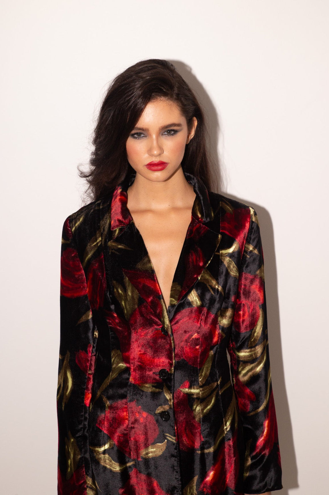 Dolce & Gabbana <br> F/W 1997 floral velvet coat with leopard lining